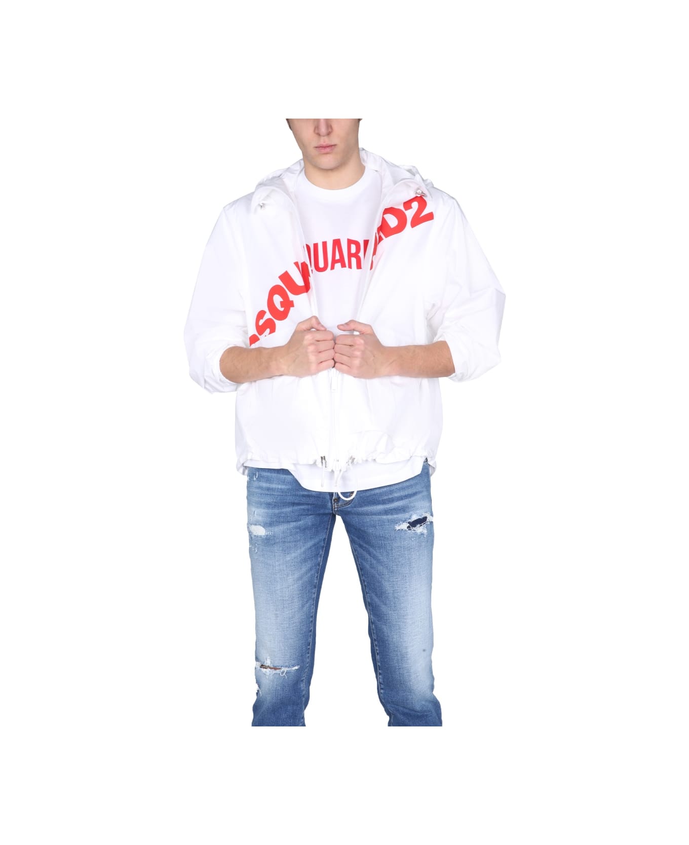 Dsquared2 Jacket With Logo Print - WHITE