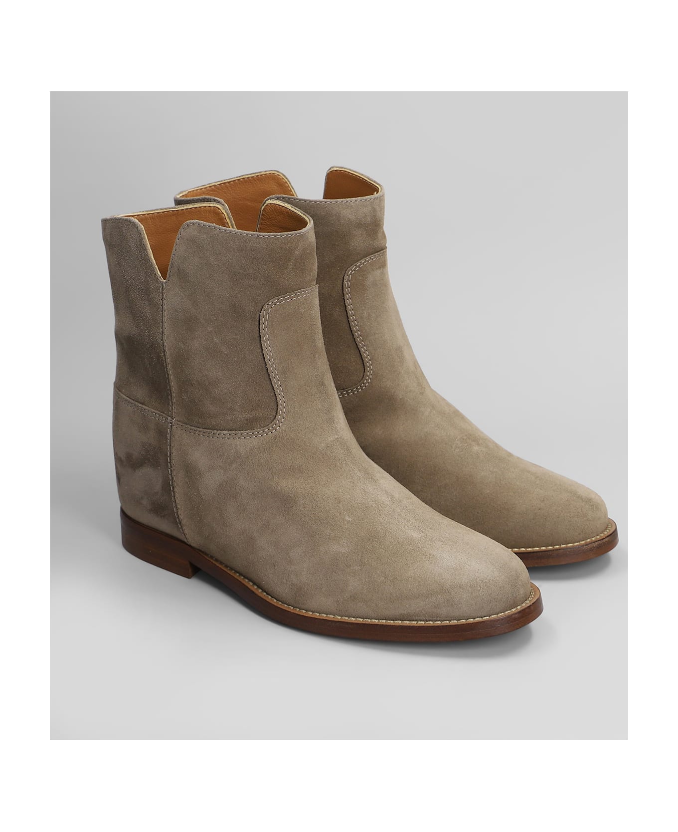 Via Roma 15 Ankle Boots Inside Wedge In Taupe Suede - taupe