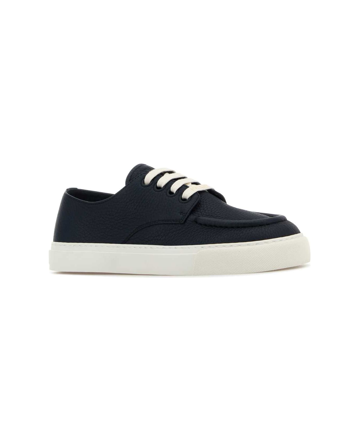 Prada Navy Blue Leather Sneakers - BALTICO