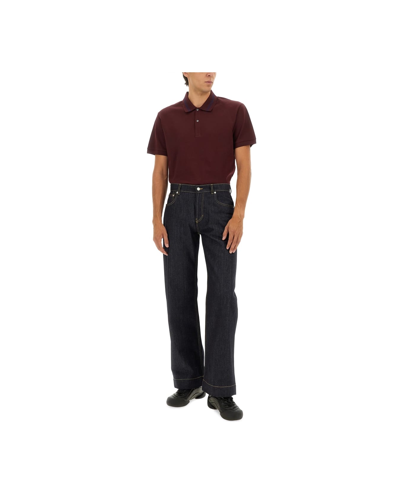 Alexander McQueen Polo Shirt With Logo On The Collar - BORDEAUX