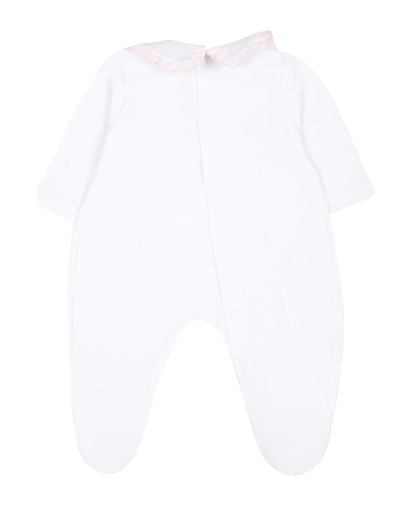 La stupenderia White Babygrow For Baby Girl With Bows - White