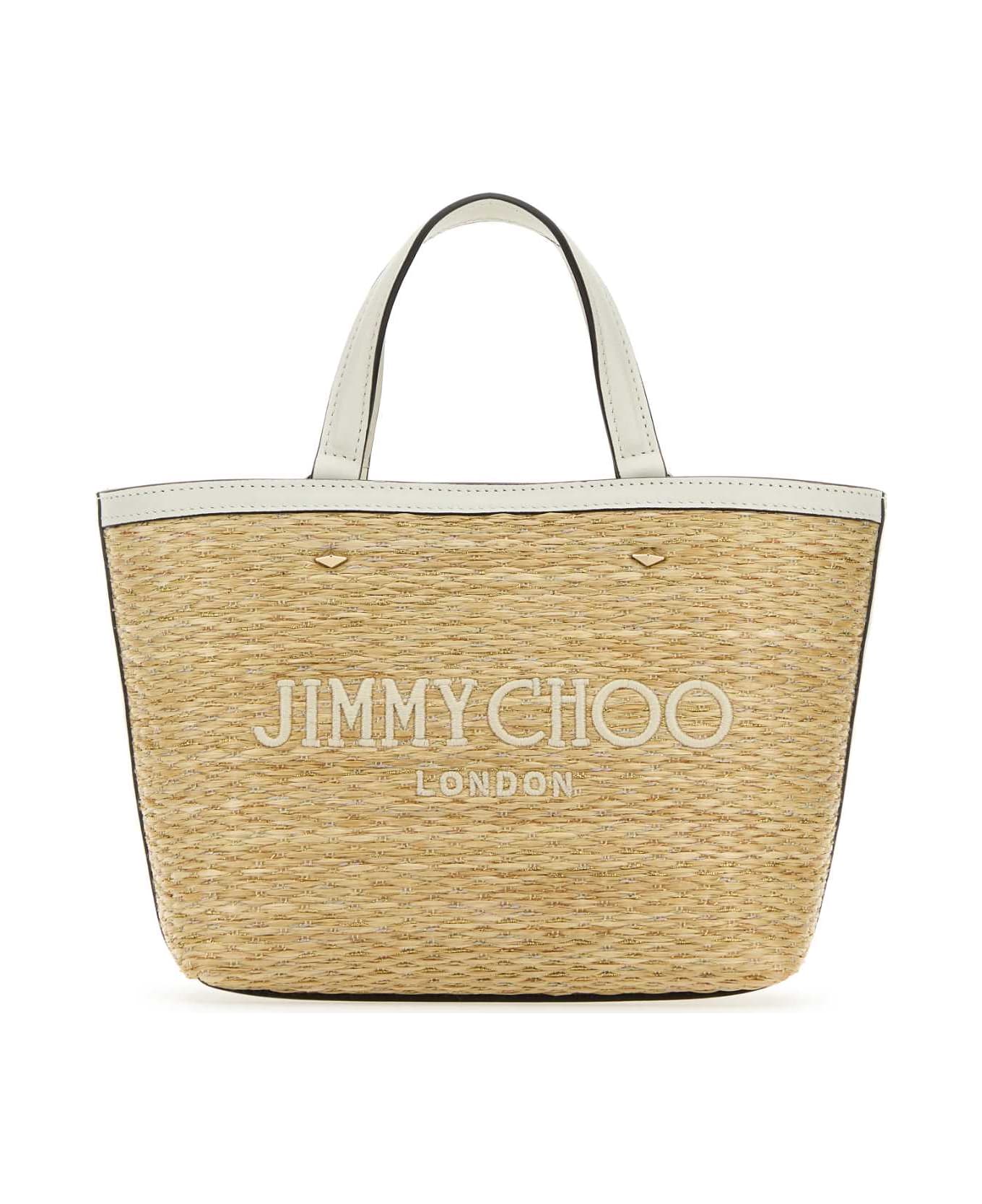 Jimmy Choo Beige Raffia Mini Marli Handbag - NATURALLIGHTGOLD