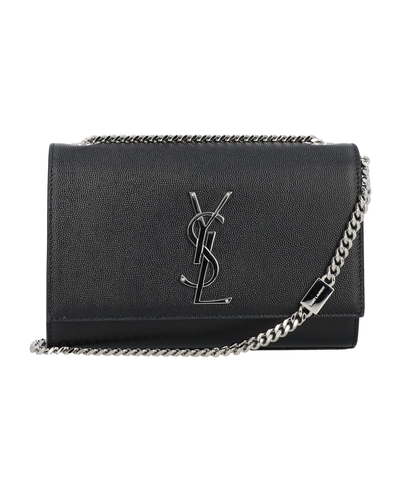 Saint Laurent Kate Small Grain De Poudre Embossed Leather Bag - BLACK