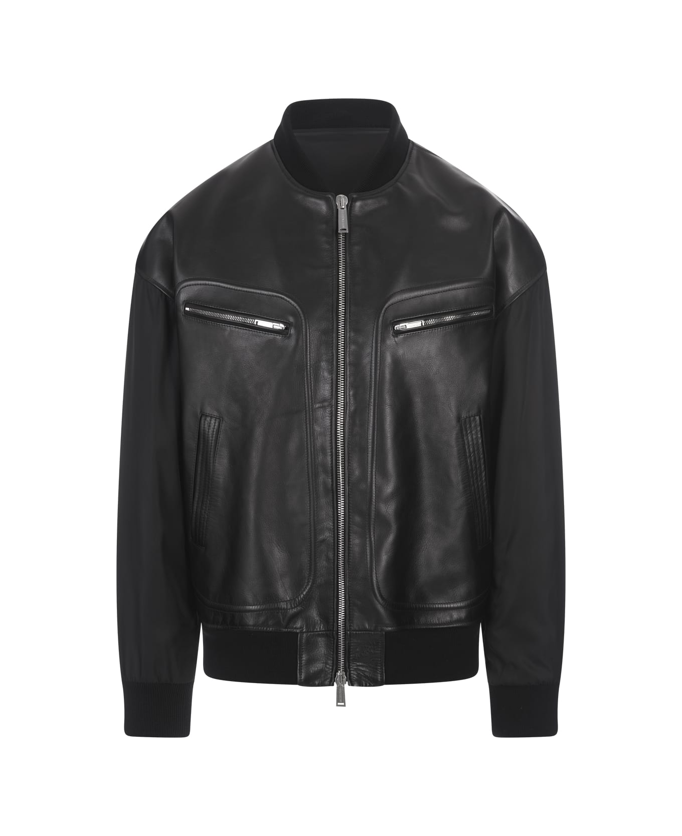 Dsquared2 Western Aviator Leather Jacket - Black
