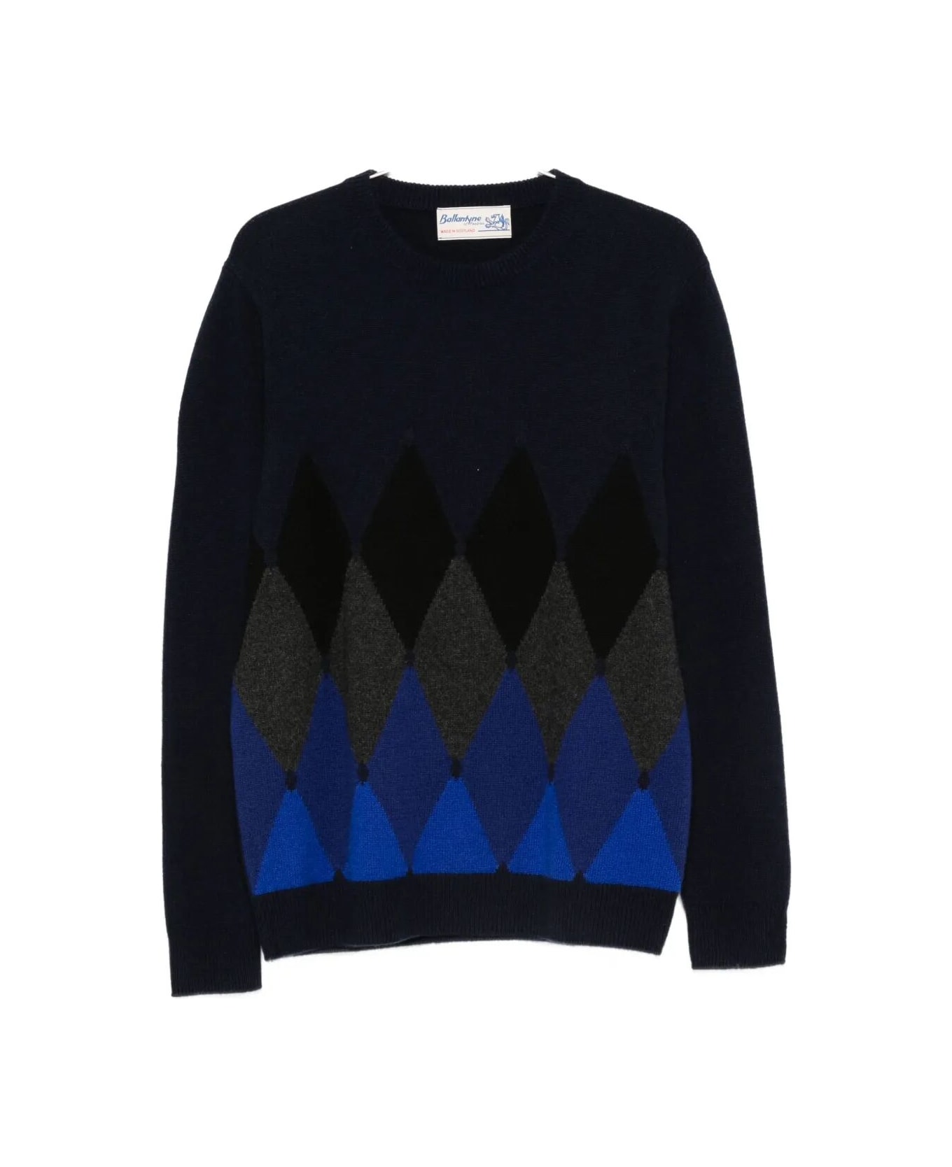 Ballantyne R Neck Pullover - Blu Navy Electric