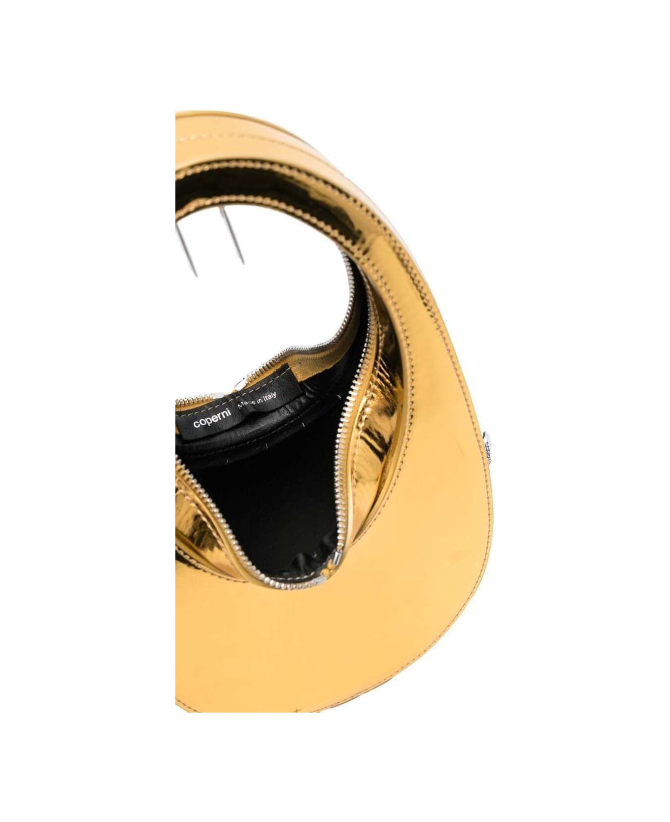 Coperni 'swipe' Mini Golden Handbag With Embossed Logo In Metallic Leather Woman - Metallic