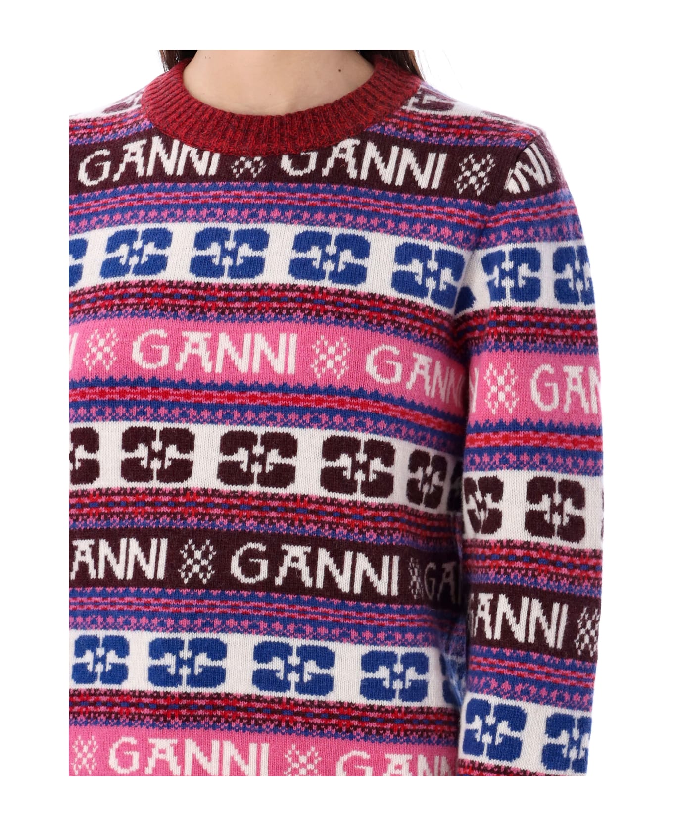 Ganni Allover Logo Sweater - MULTICOLOR ニットウェア