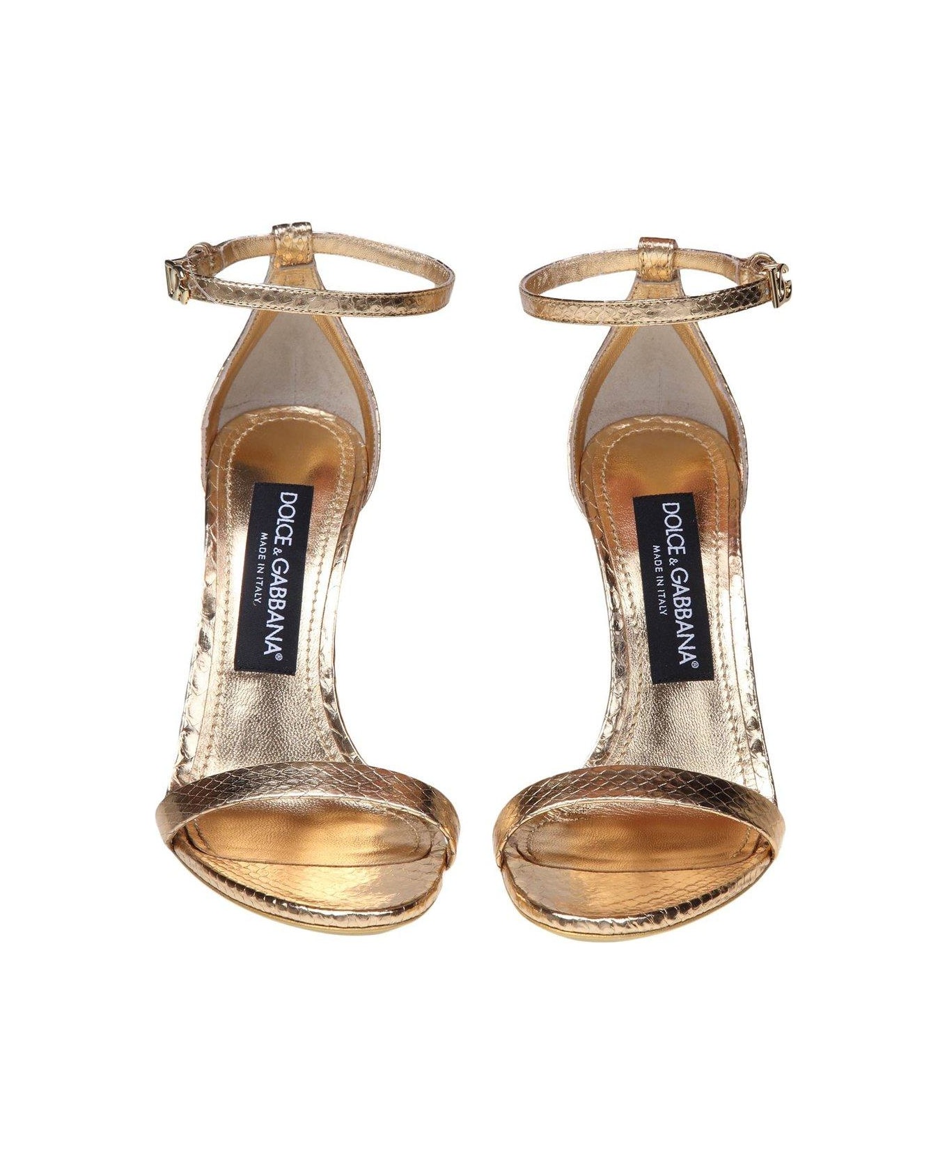 Dolce & Gabbana Keira High Stiletto Heel Sandals - Gold