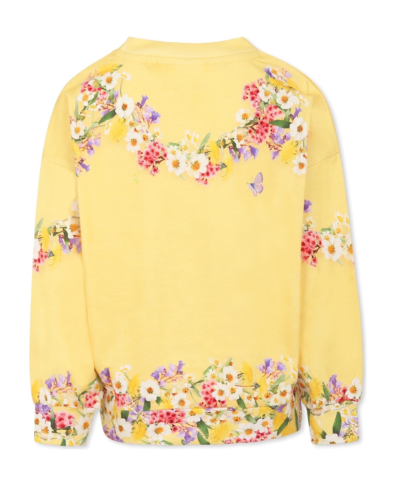 Molo Yellow Sweatshirt For Girl With Flower - Yellow