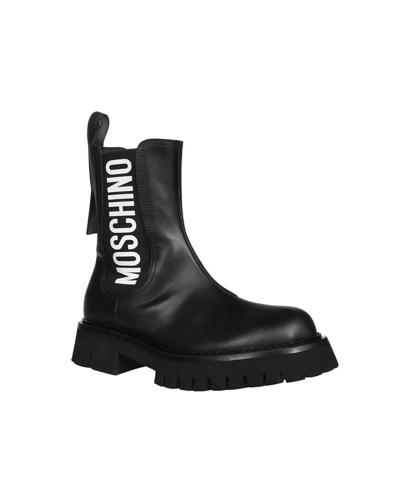 Moschino Leather Chelsea Boots - black