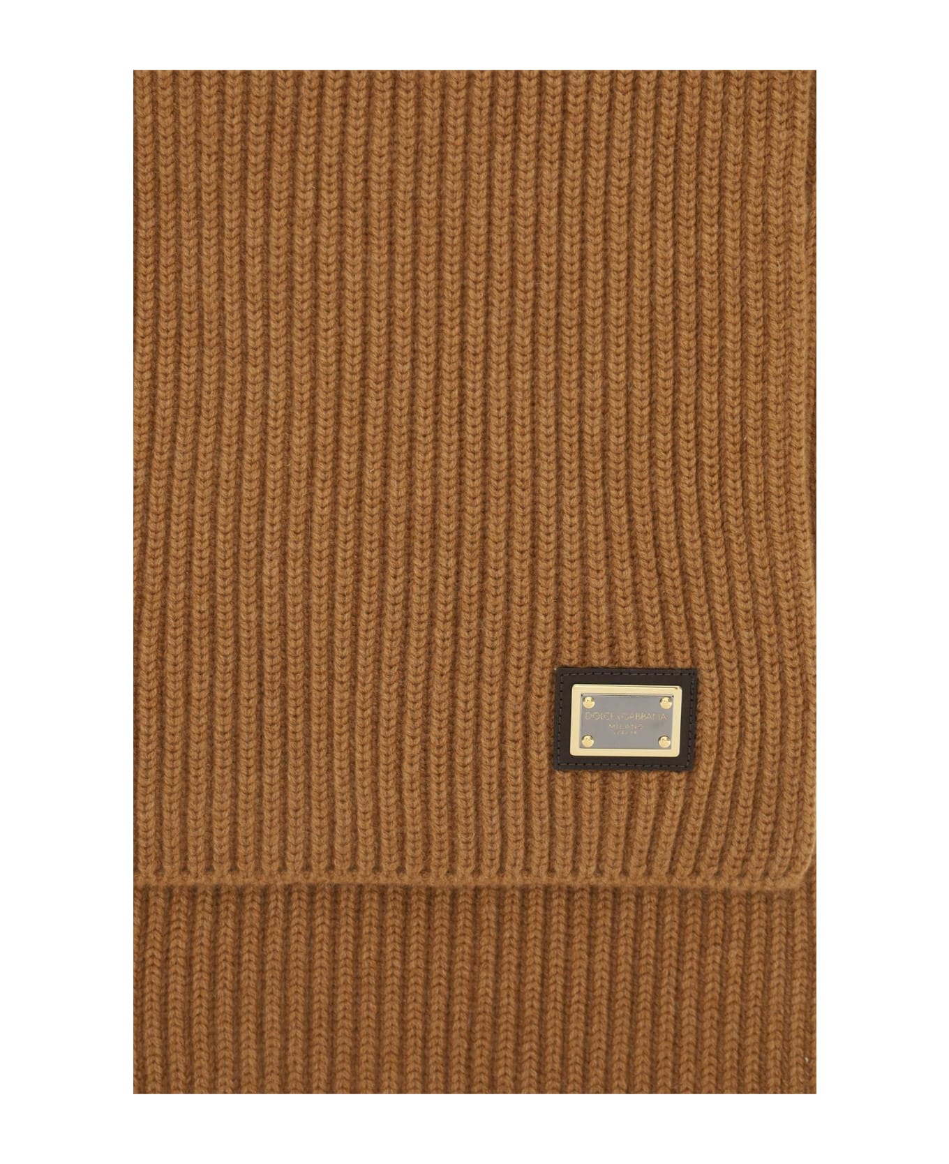 Dolce & Gabbana Ribbed Cashmere Scarf - NOCE (Brown)