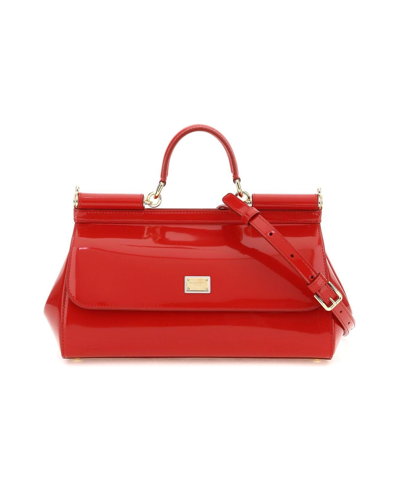 Dolce & Gabbana Patent Leather Medium New Sicily Bag - Rosso