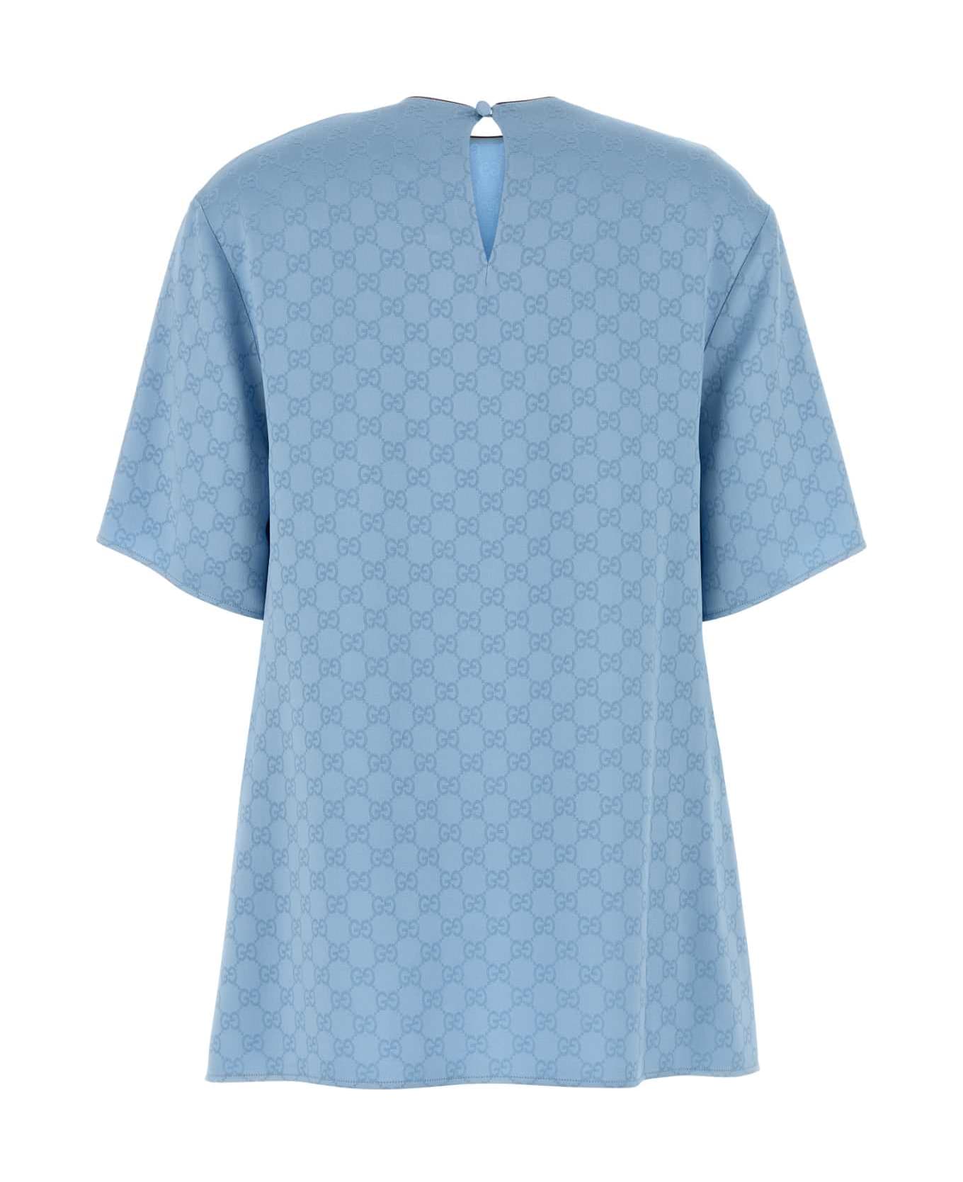 Gucci Light-blue Satin Top - DREAMYSKYMIX