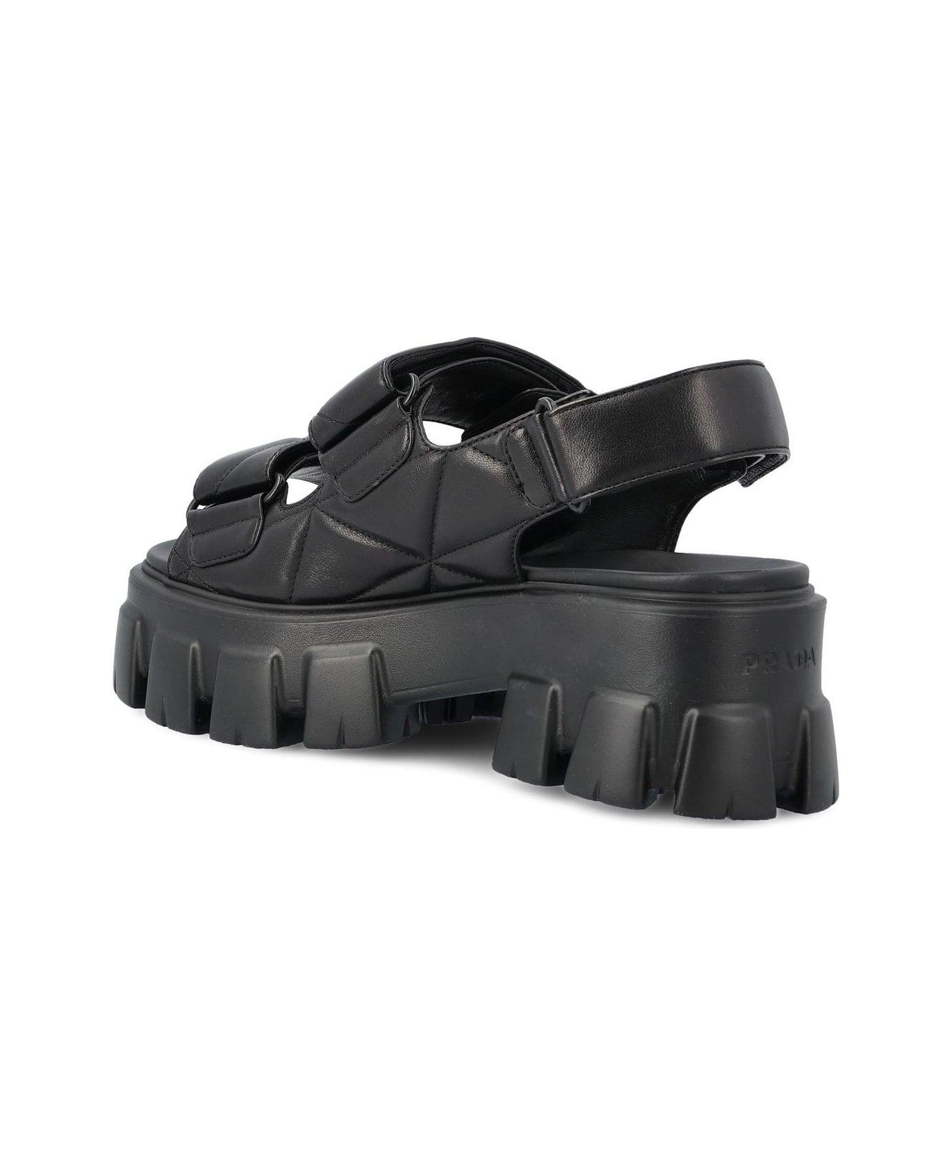 Prada Triangle-logo Quilted Sandals - Nero サンダル