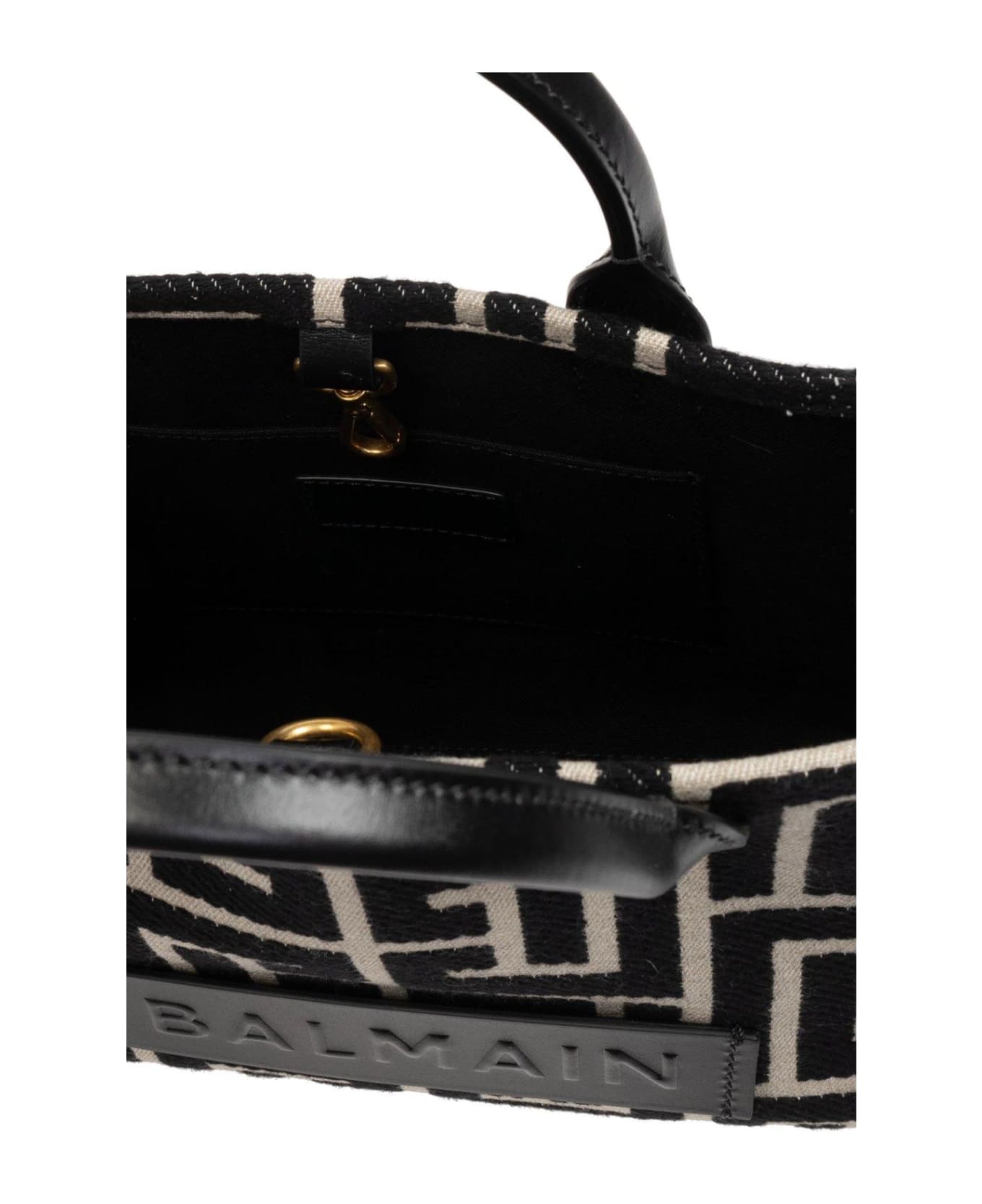 Balmain B Army Monogram Jacquard Small Tote Bag - White/Black