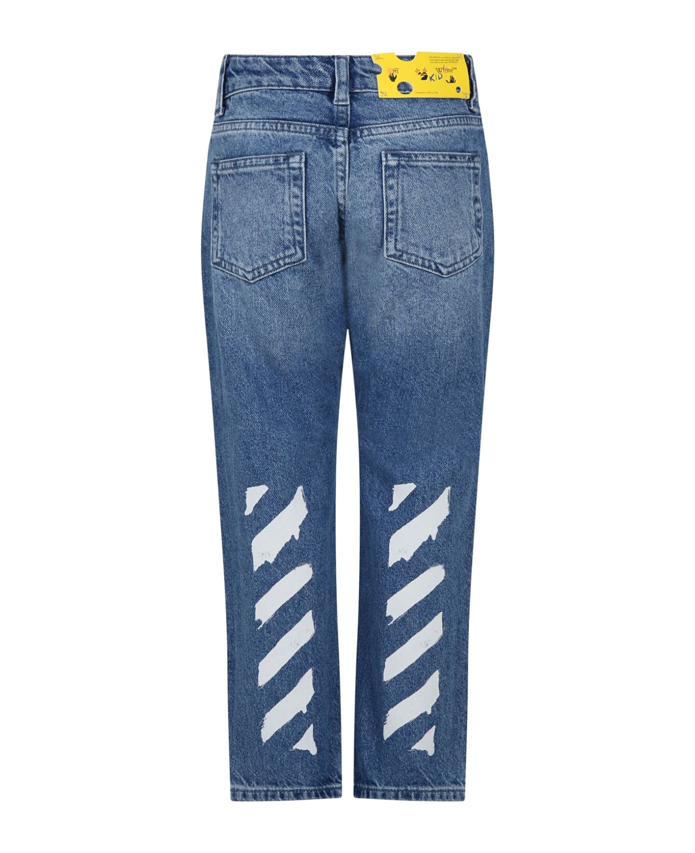 Off-White Denim Jeans For Boy With Logo - Medium Blue ボトムス