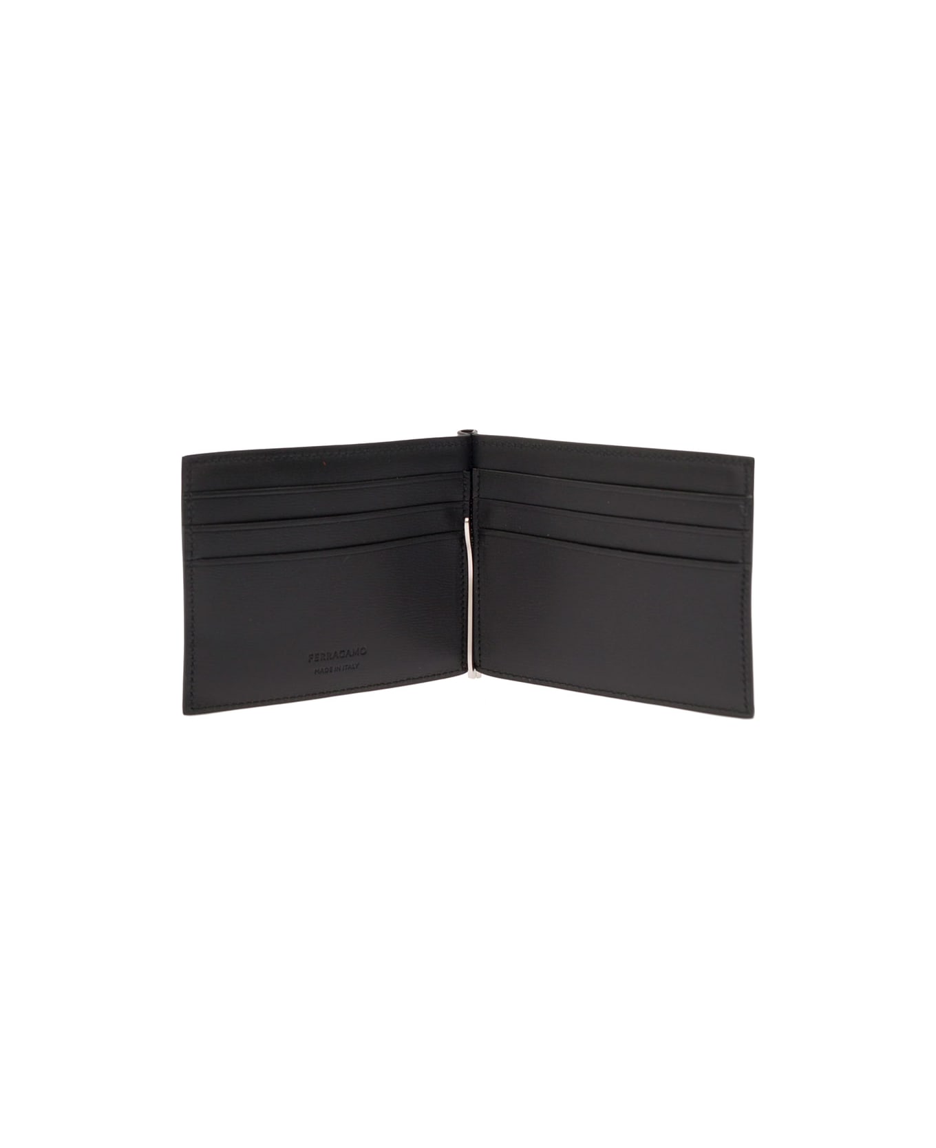 Ferragamo Black Bifold Wallet With Logo Lettering In Leather Woman - Black