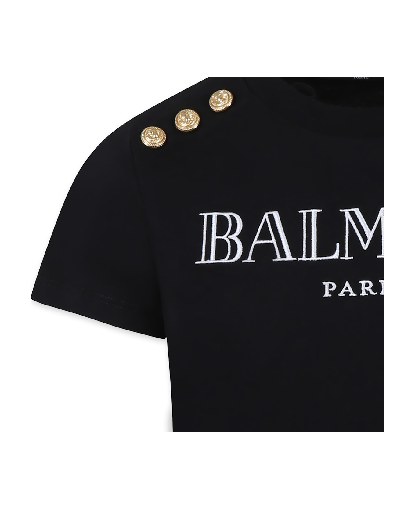 Balmain Black T-shirt For Kids With Logo - Black