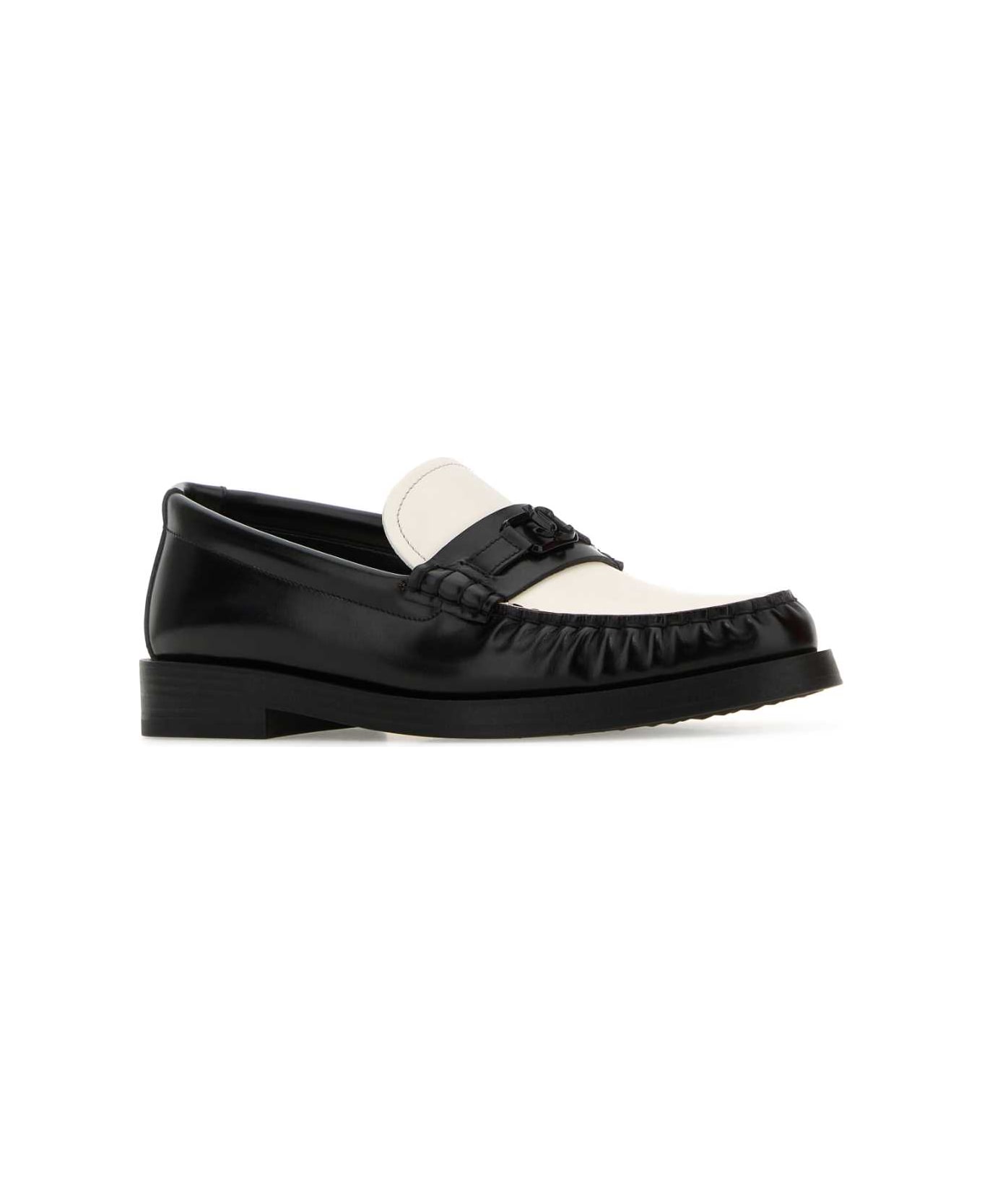 Jimmy Choo Two-tone Leather Addie Loafers - BLACKLATTE フラットシューズ