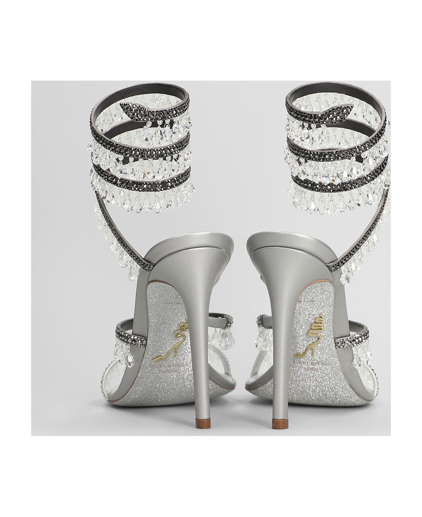 René Caovilla Chandelier Sandals In Silver Leather - silver