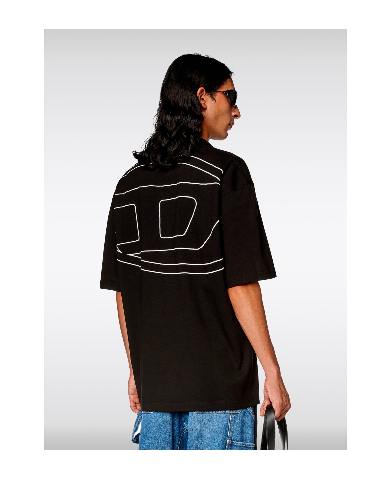 Diesel 0hgam T-vort-megoval Black polo shirt with Oval D embroidery at back - T Vort Megoval D - Nero