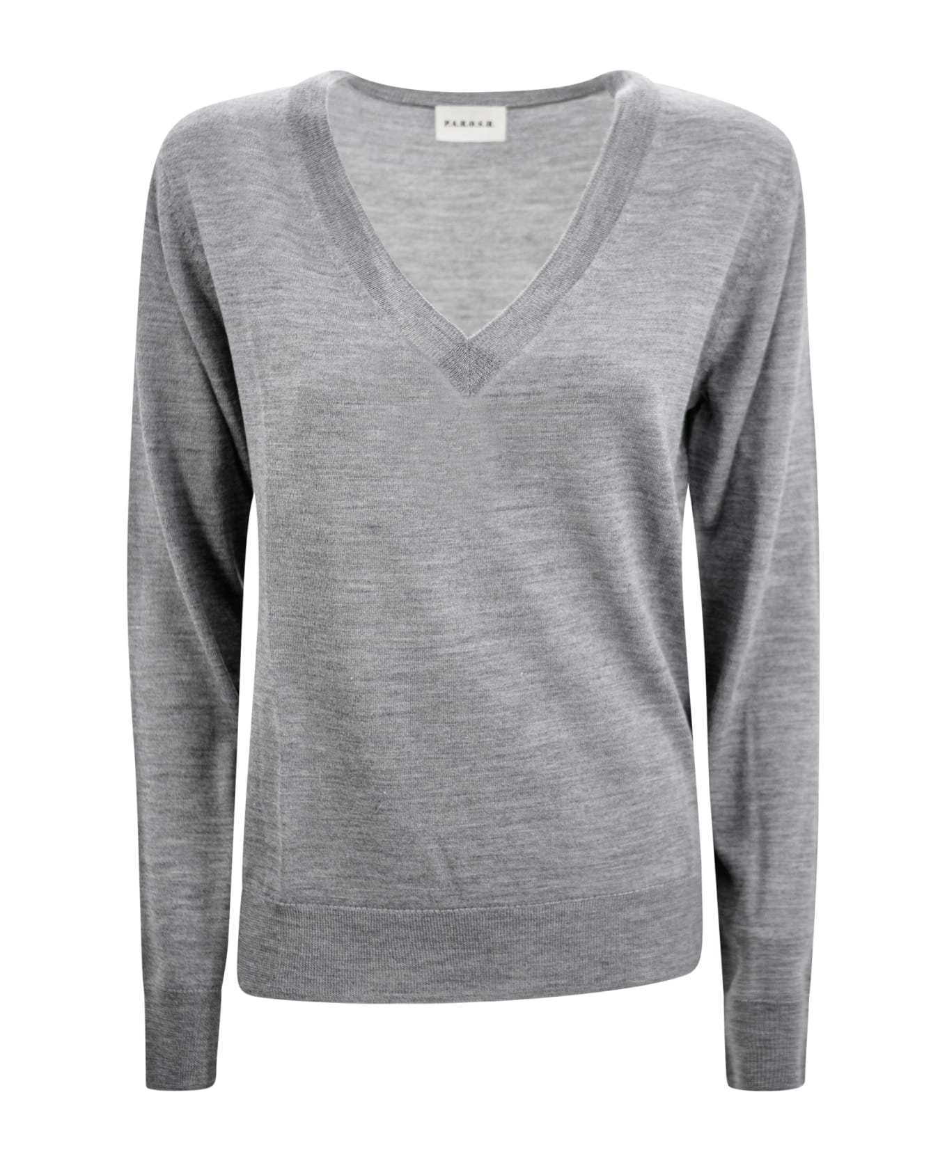Parosh V-neck Fine-knit Jumper - Grey