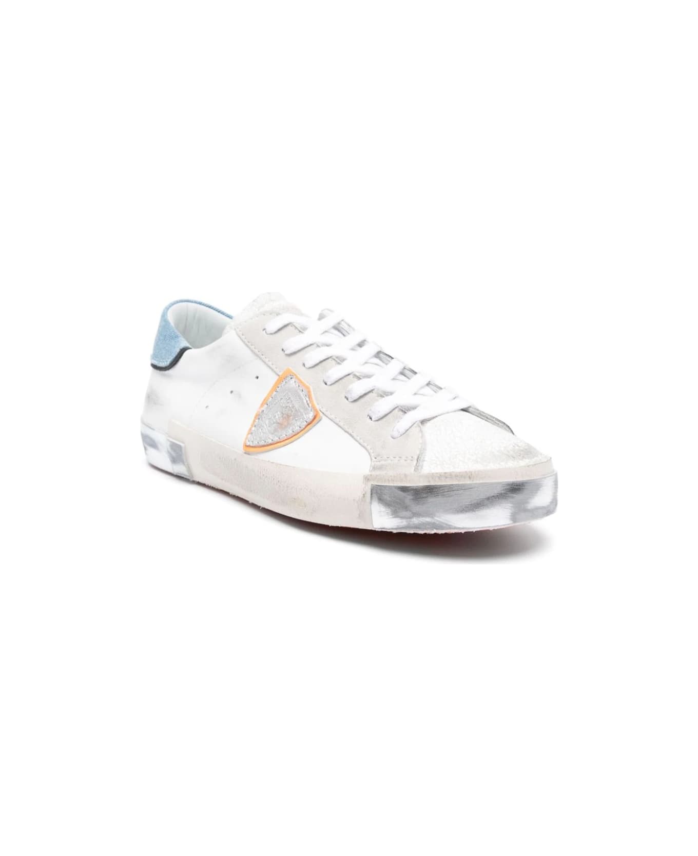 Philippe Model Prsx Low Sneakers - White And Light Blue - White スニーカー