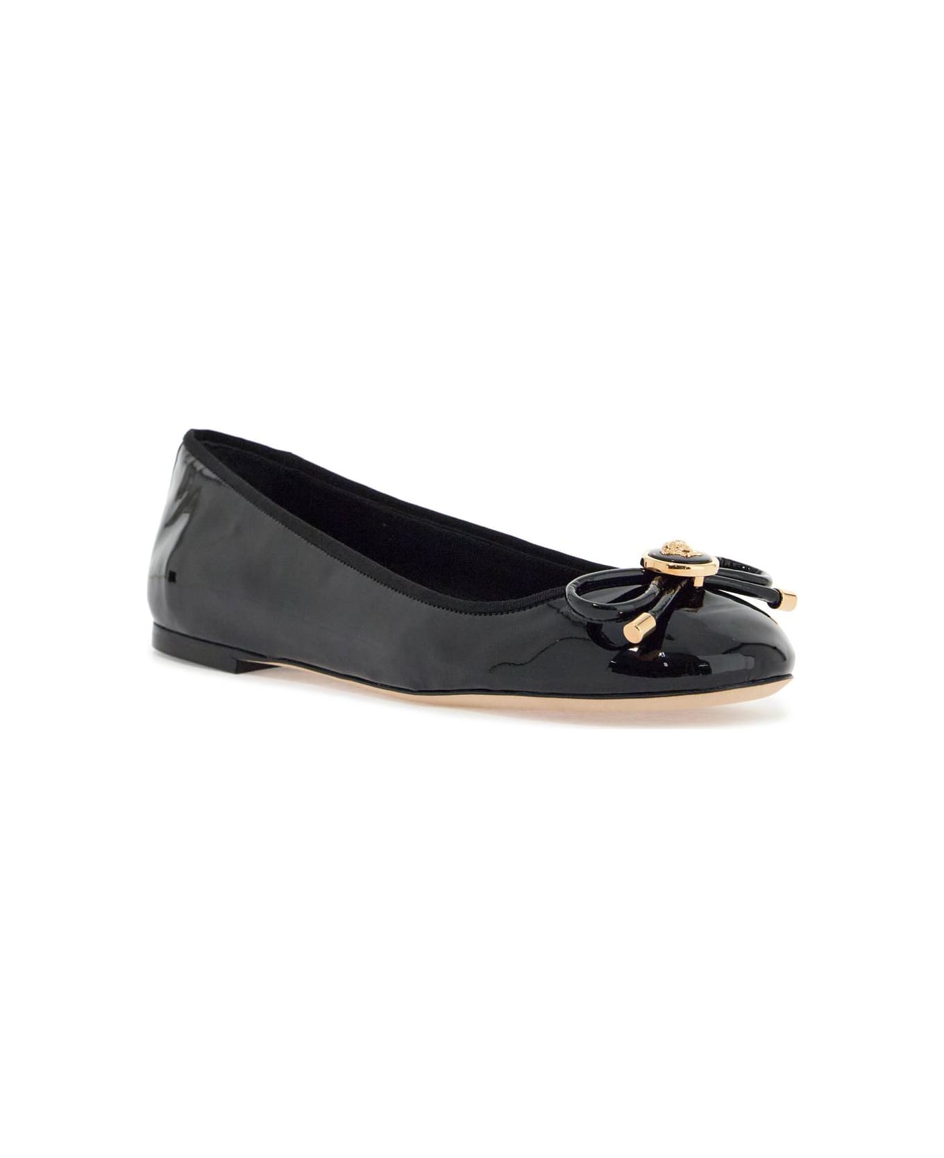 Versace Opera Bow Ballet Flats - BLACK-VERSACE GOLD (Black)