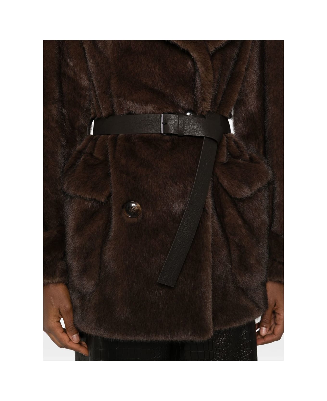 Parosh Faux Fur Coat - Brown