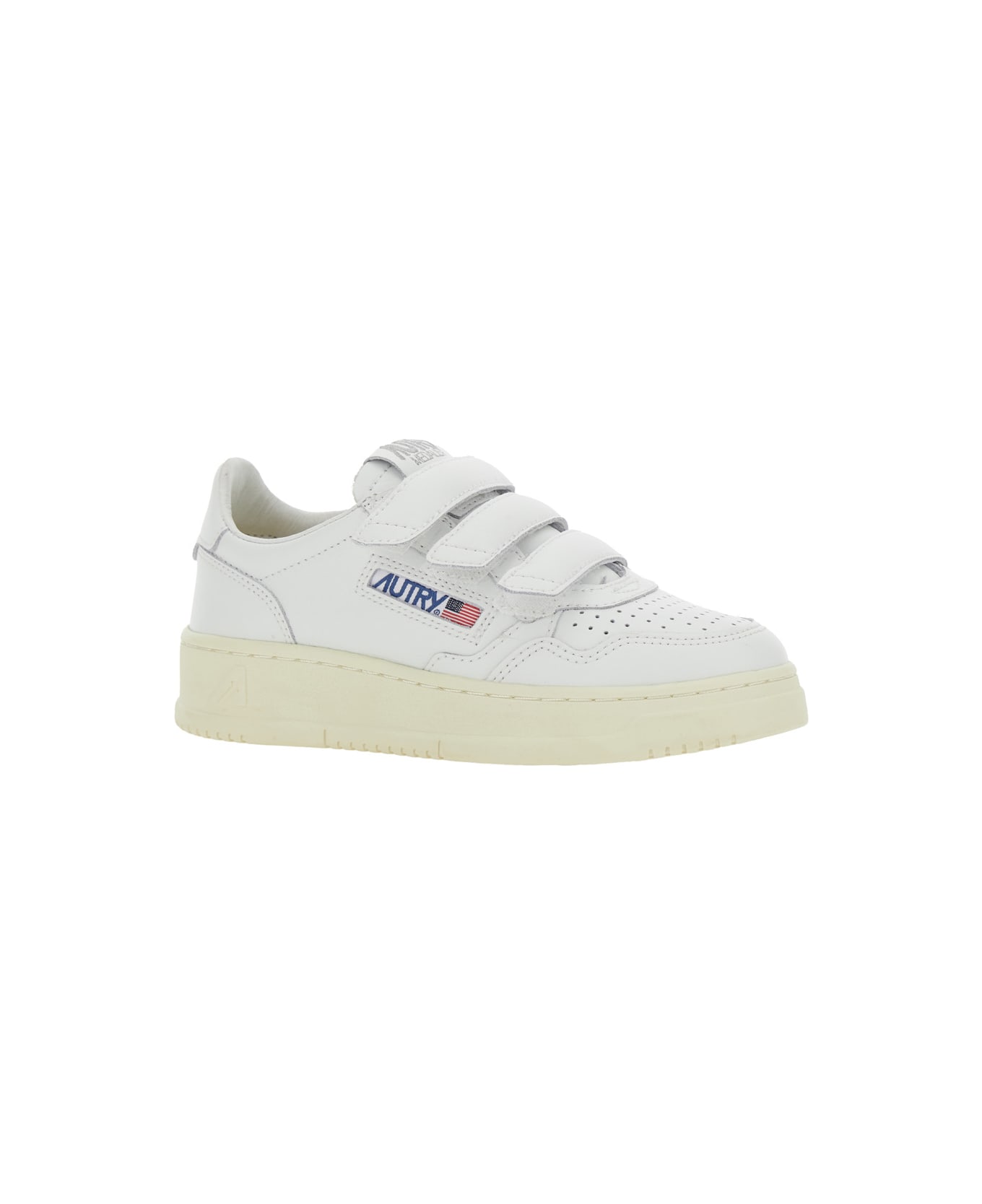 Autry 
kidstripes
 White Low Top Sneakers With Patch Logo On The Tongue And On The Side In Leather Boy - White