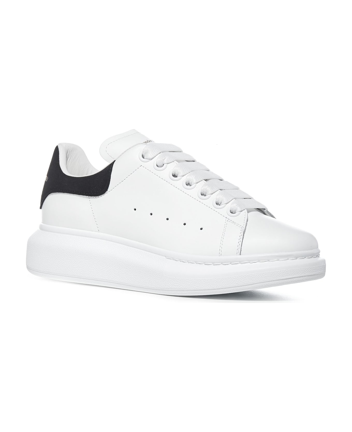 Alexander McQueen Oversized Sneakers In Leather With Contrasting Heel Tab - White Black スニーカー