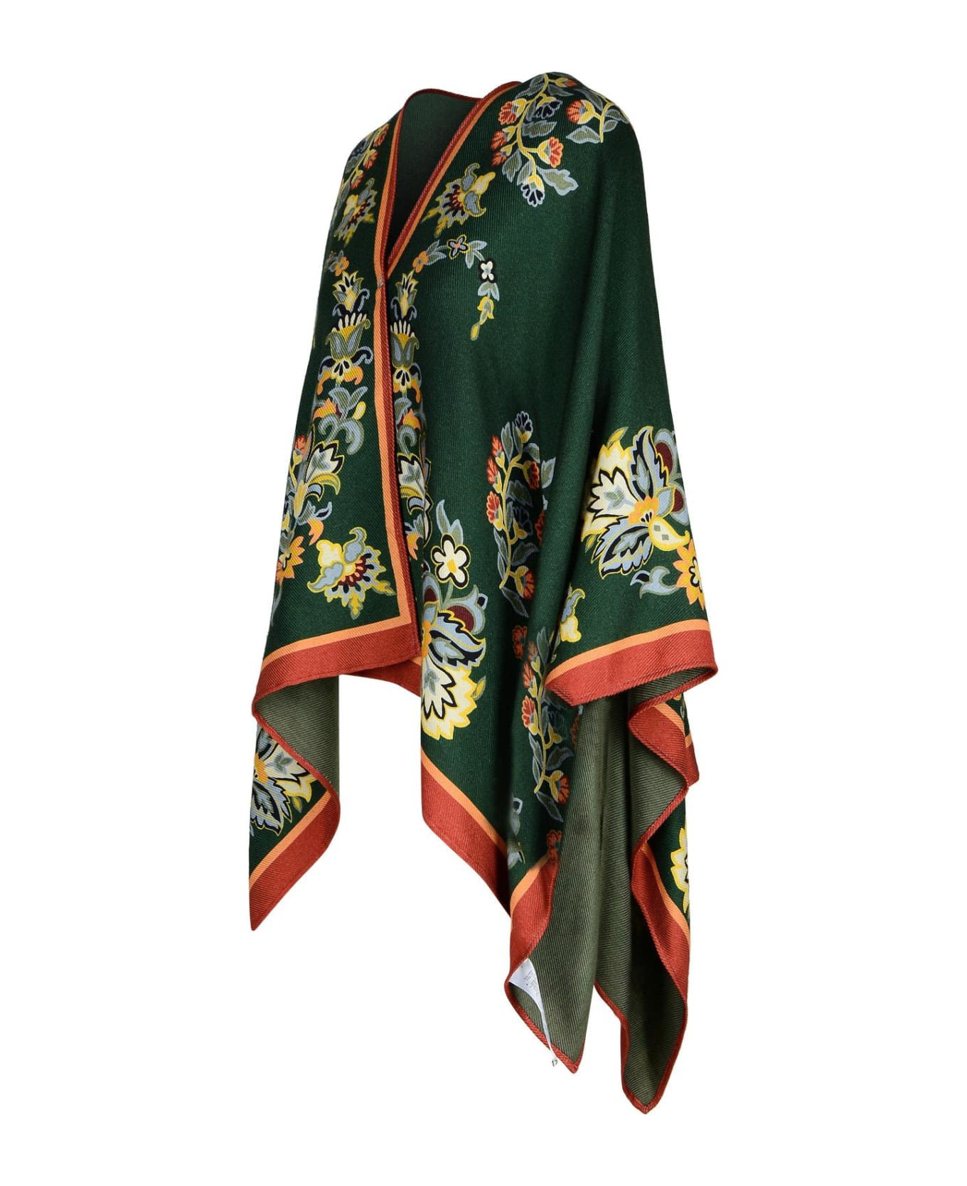 Etro Green Wool Blend Cape - MULTICOLOUR