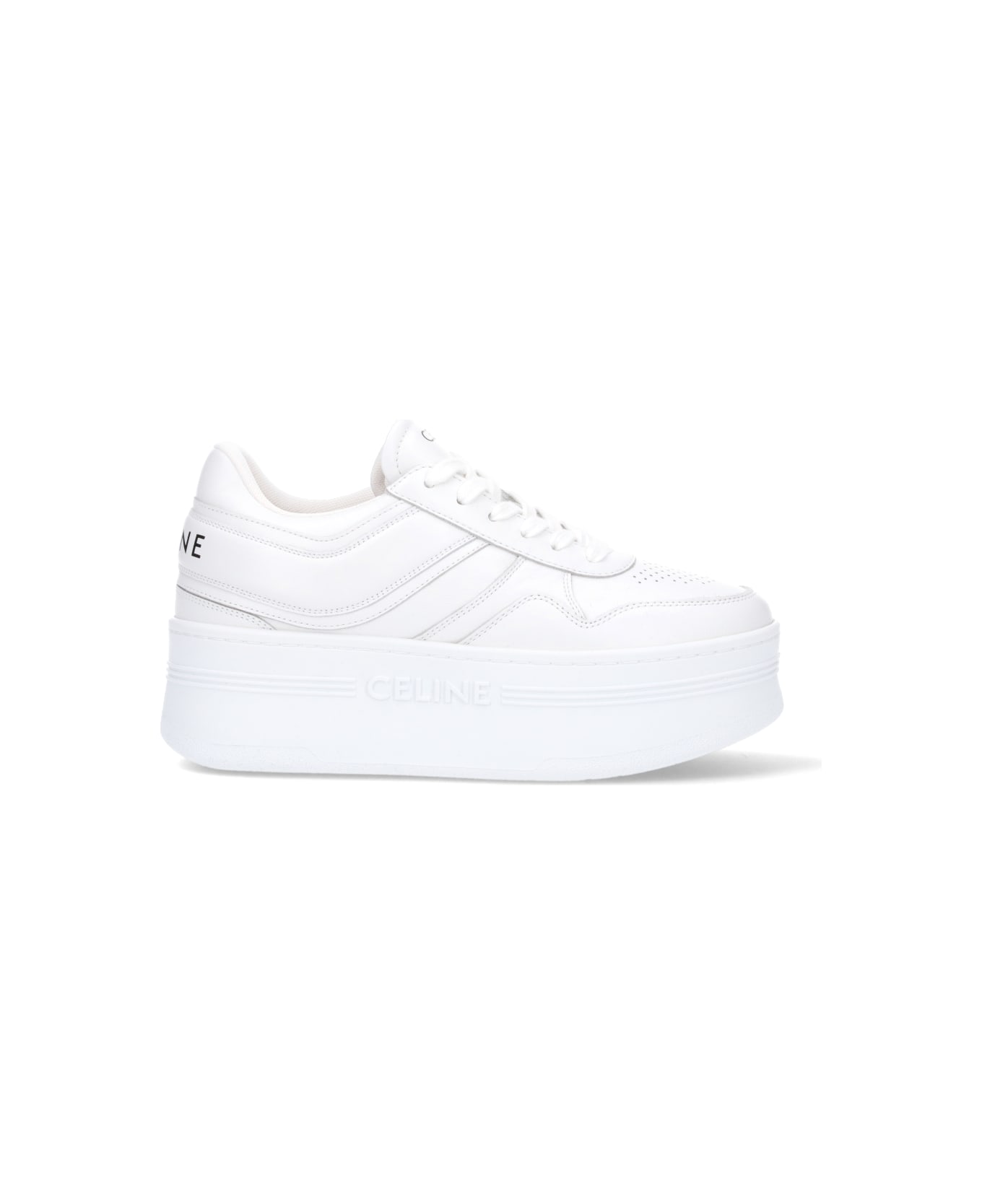 Celine Logo Platform Sneakers - White
