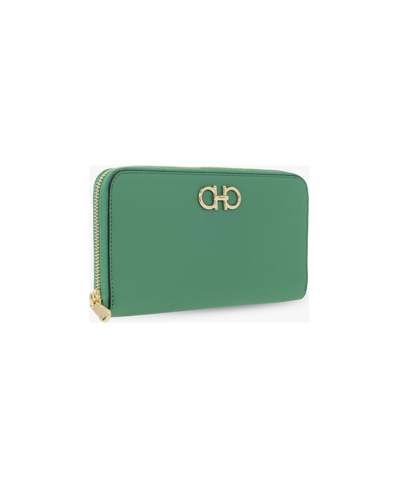 Ferragamo Leather Wallet With Logo - Green 財布