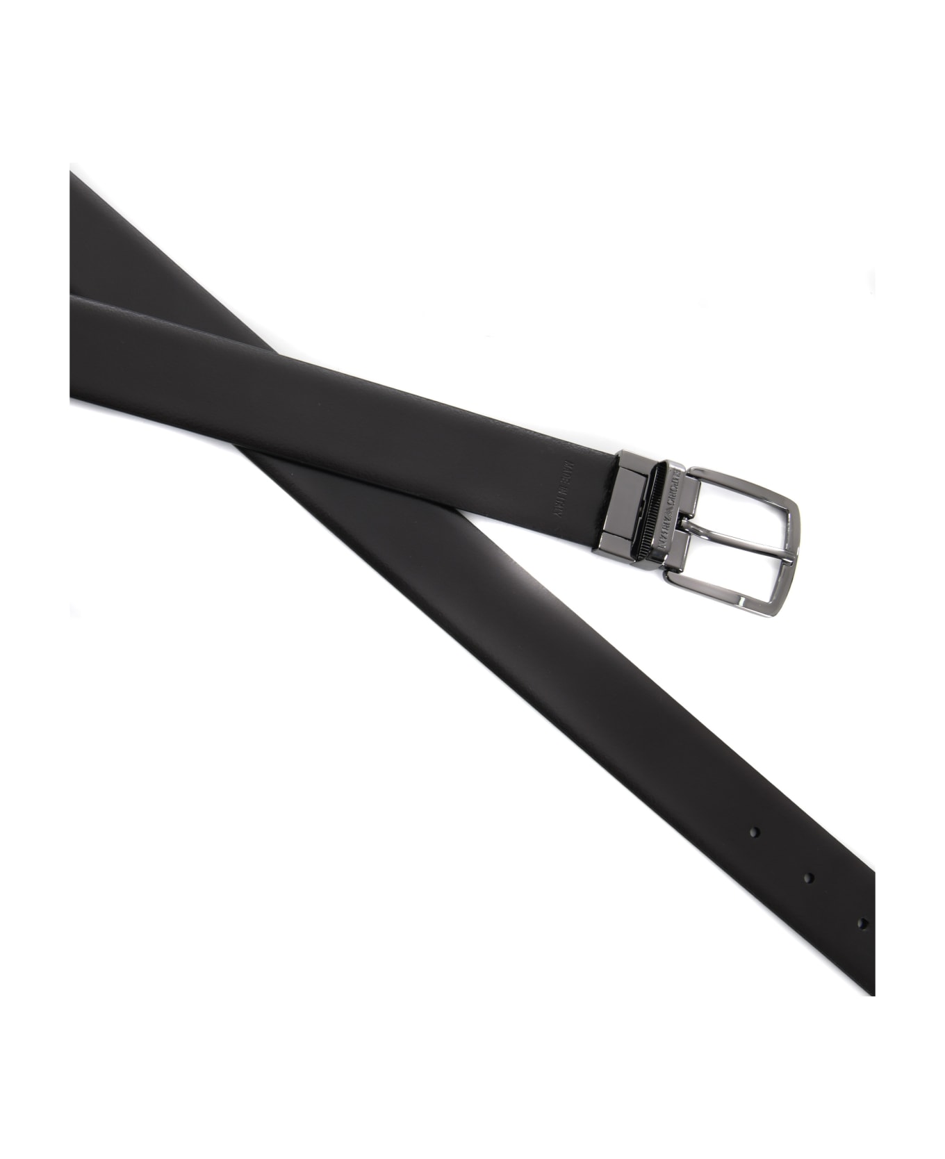 Emporio Armani Reversible Belt In Leather - Nero/moro