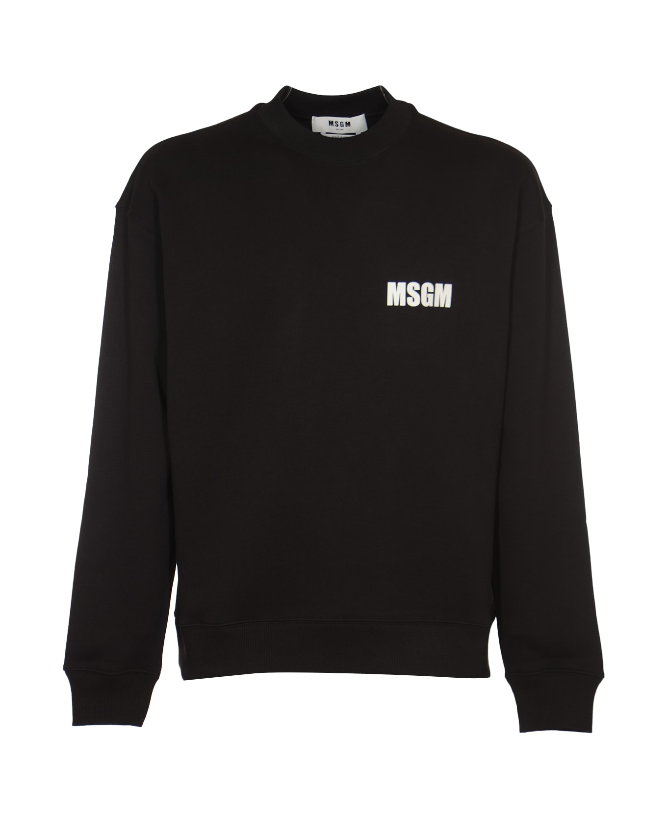 MSGM Chest Logo Ribbed Sweatshirt - Black フリース