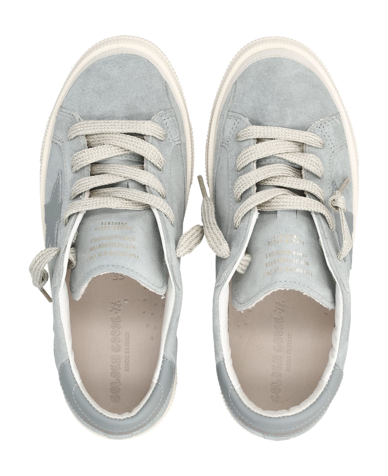 Golden Goose Kids May Suede Sneakers - QUARRY/SILVER BLUE