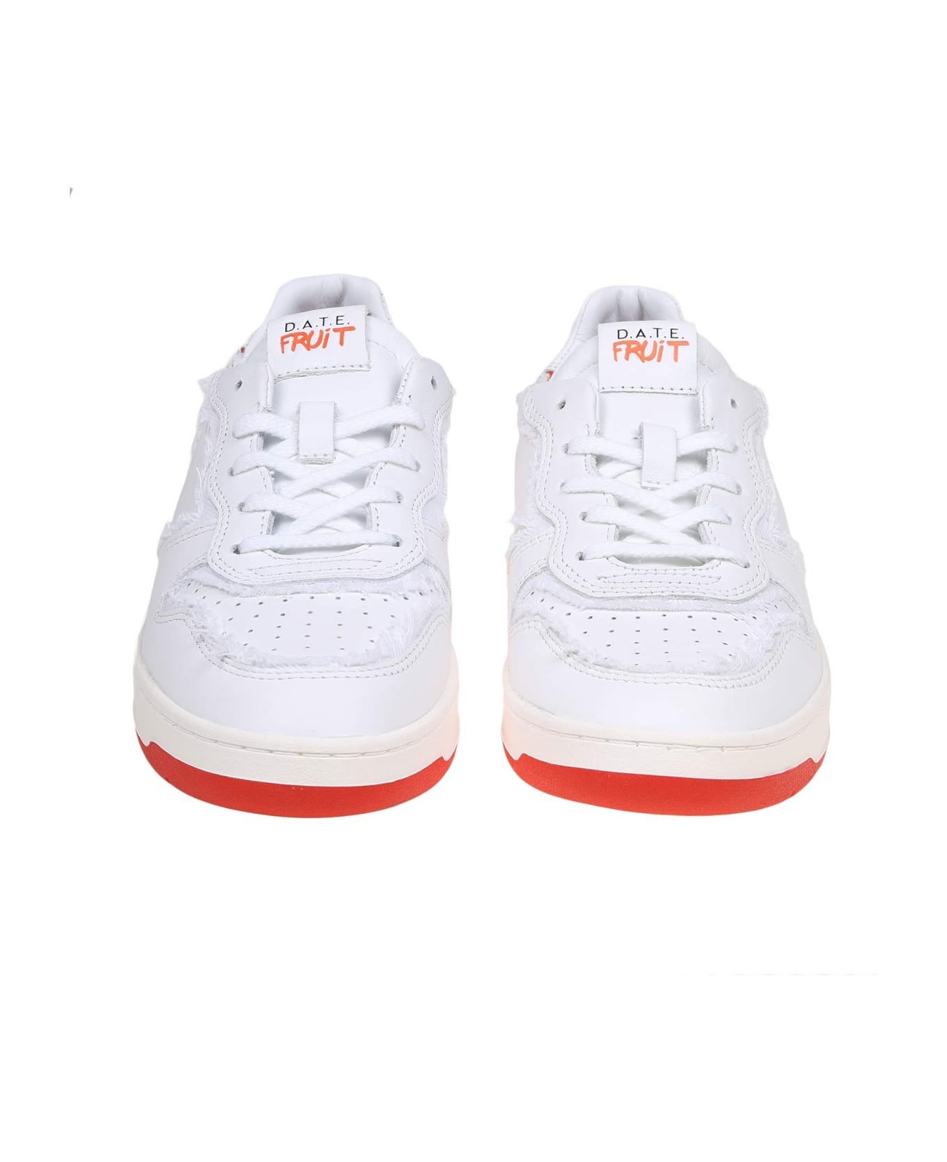 D.A.T.E. Court Sneakers In White Leather - CHERRY スニーカー