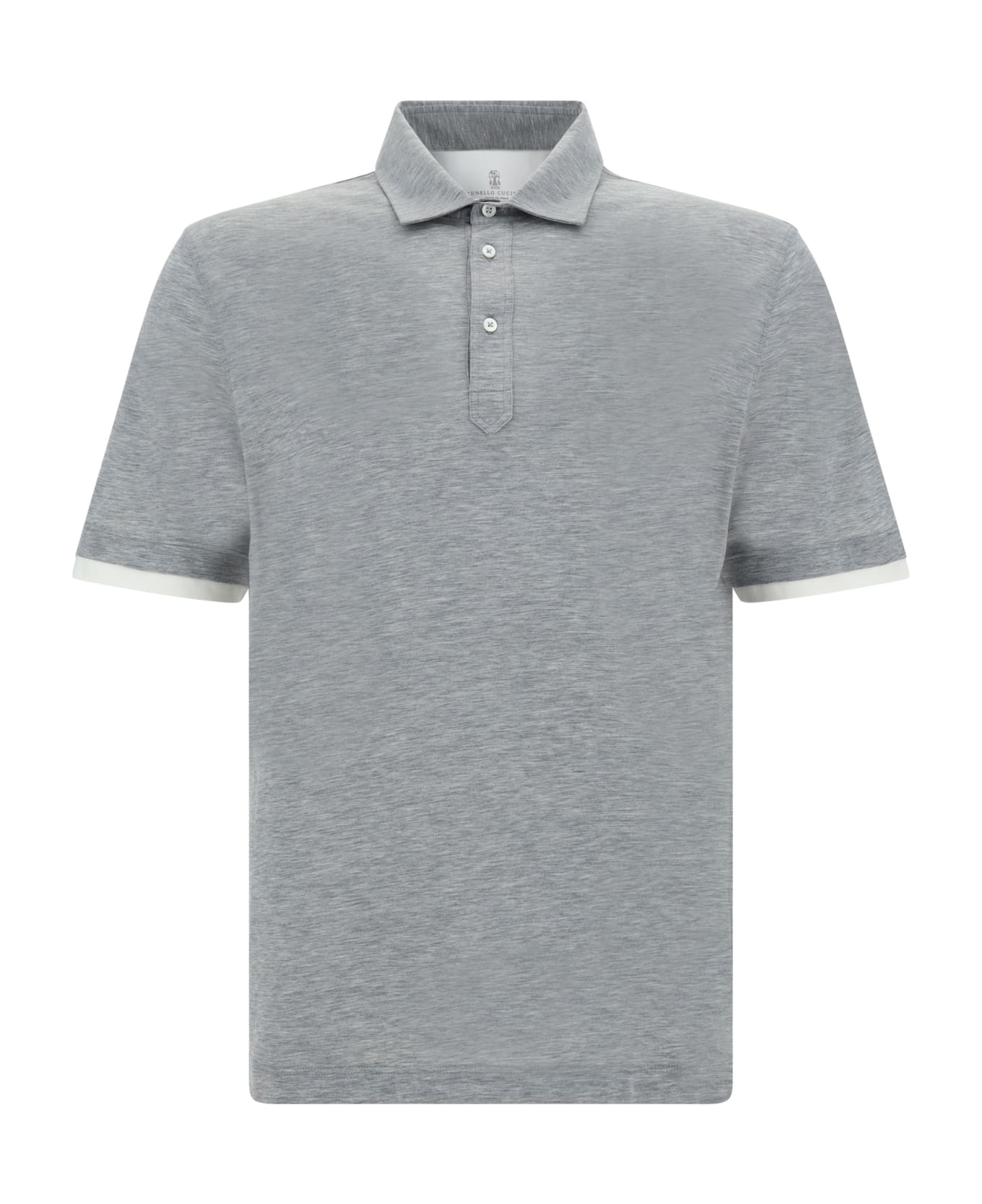 Brunello Cucinelli Slub Cotton Jersey Polo Shirt - Grigio+off White ポロシャツ