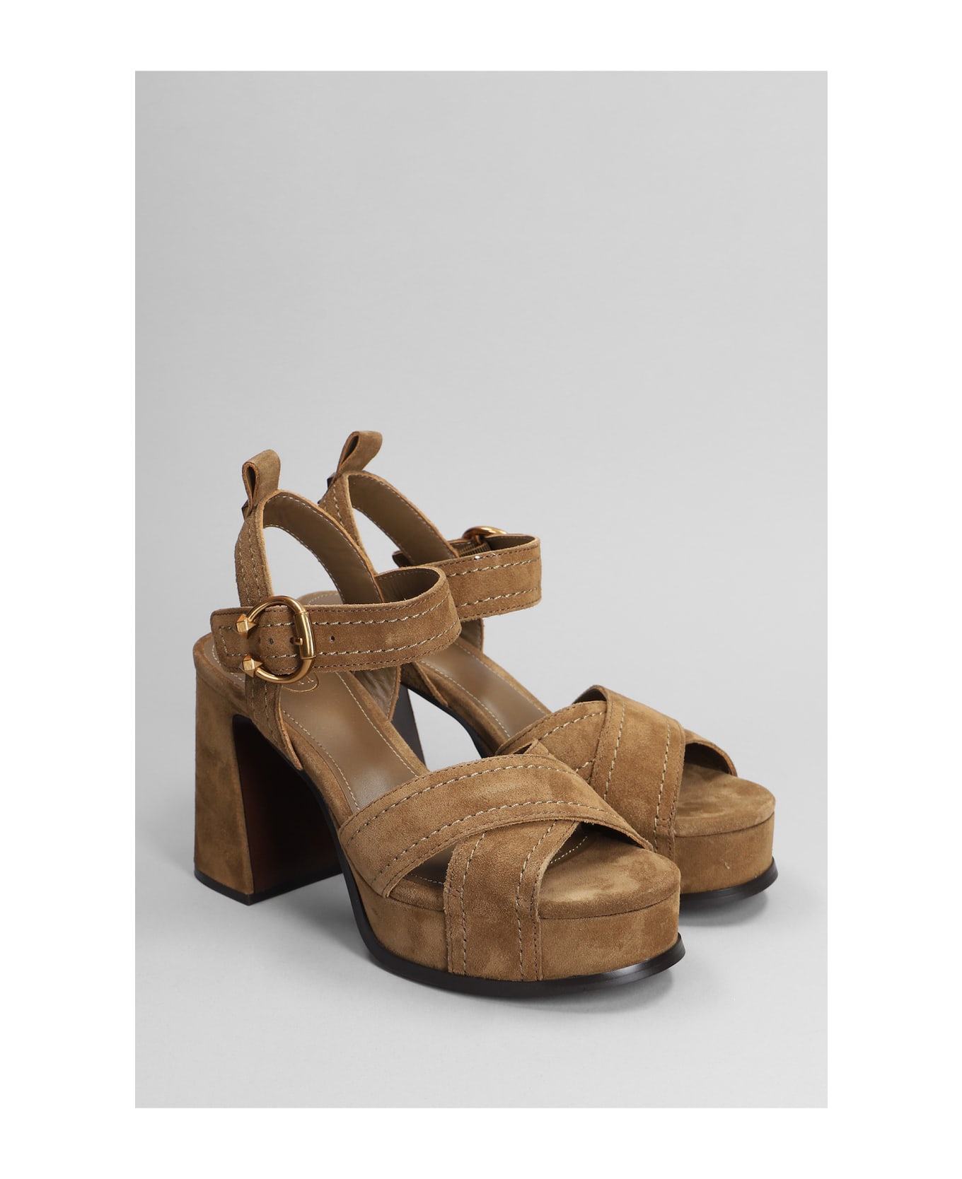 Ash Melany Sandals In Brown Suede