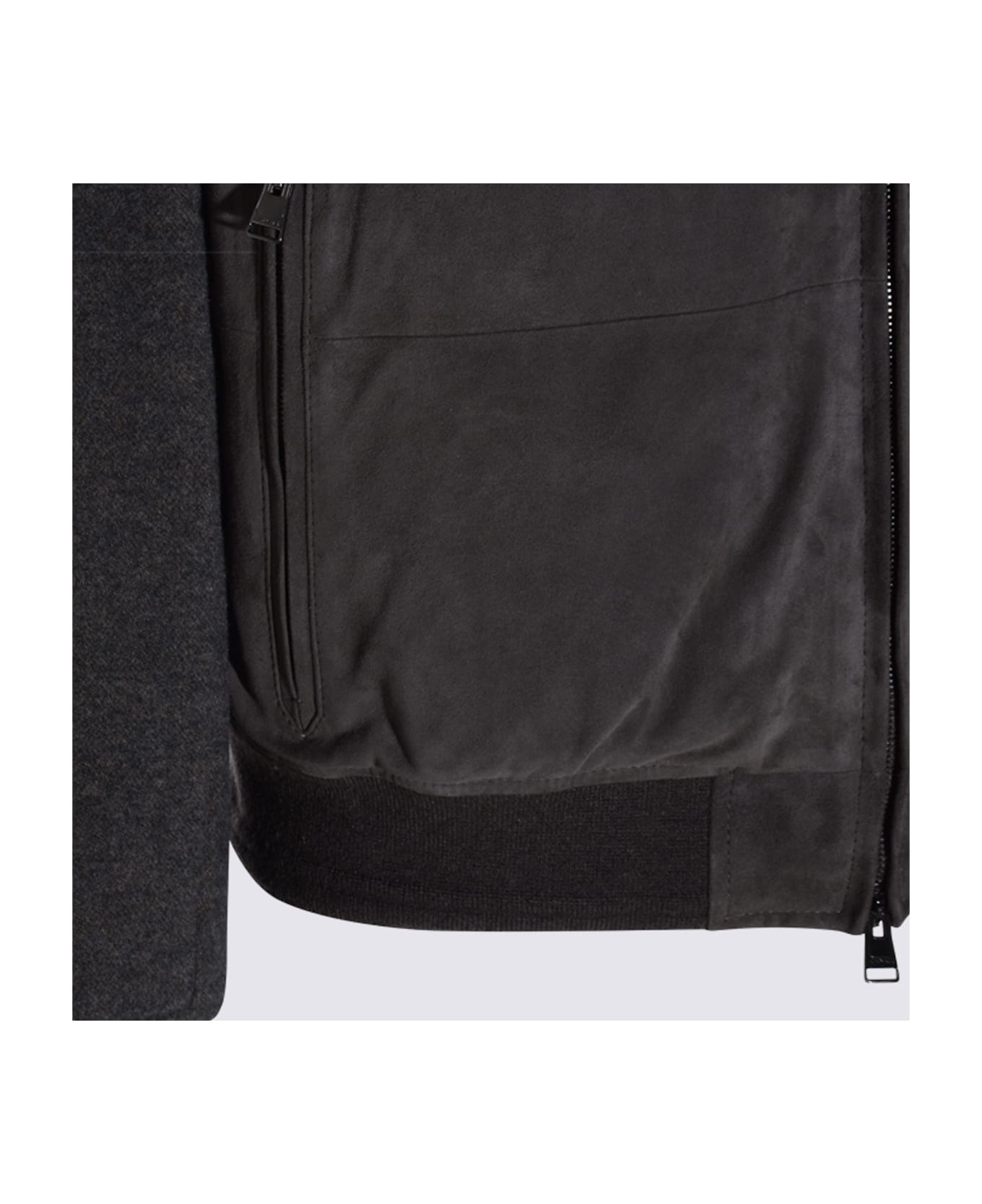 Canali Dark Grey Leather Jacket