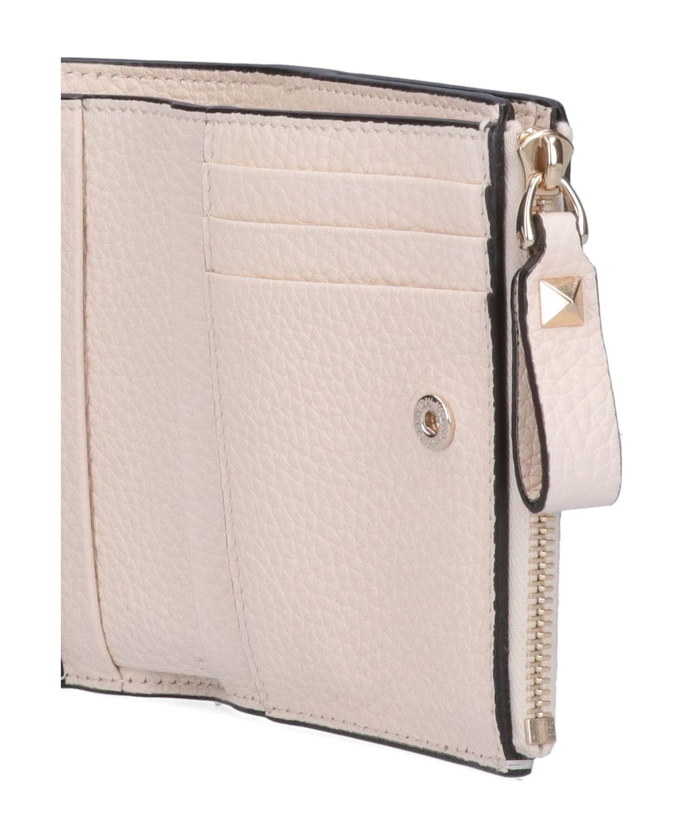 Valentino Garavani Stud Detail Bi Fold Wallet - Ivory