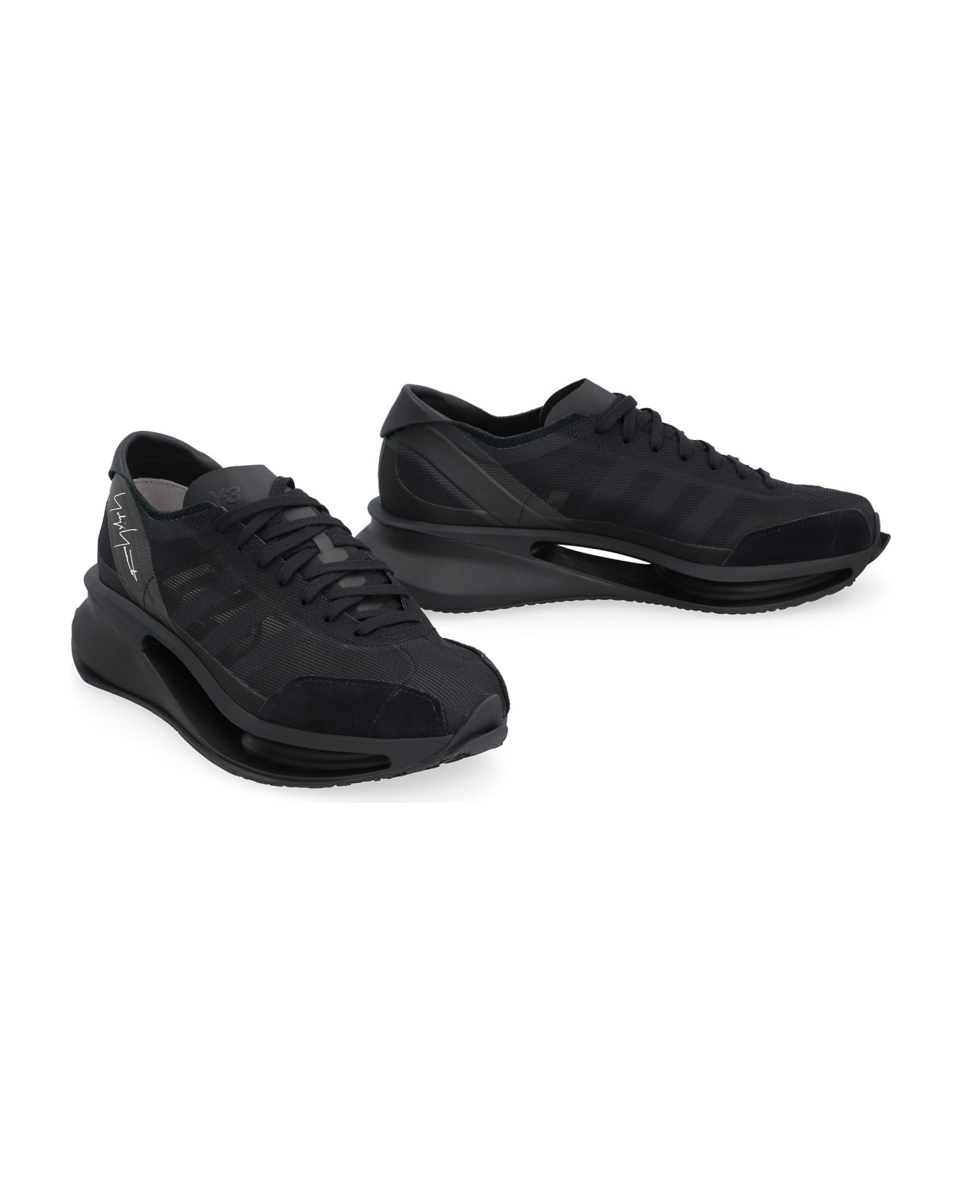 Y-3 's-gendo Run' Black Leather Mix Sneakers - black