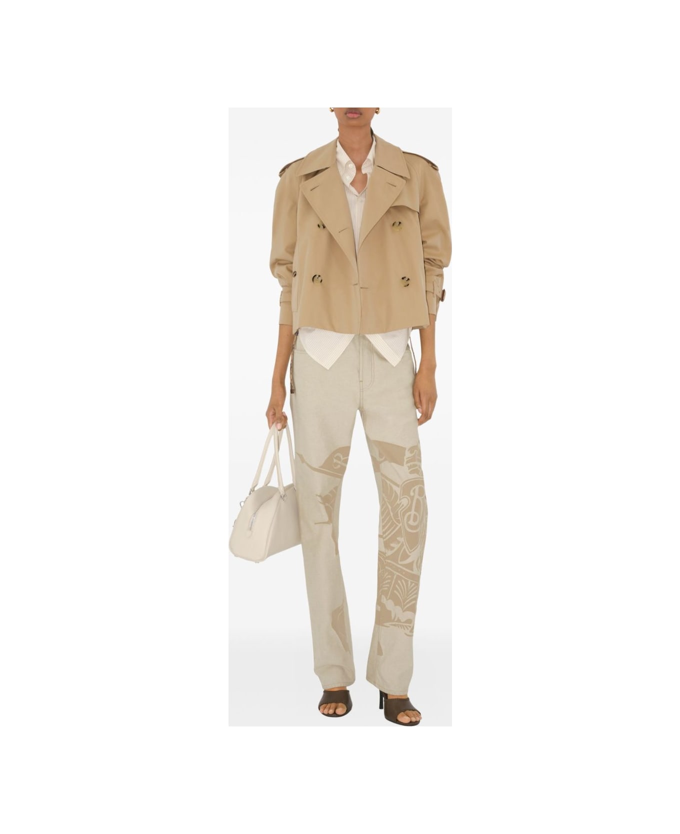 Burberry Cotton Cropped Trench Coat - Beige