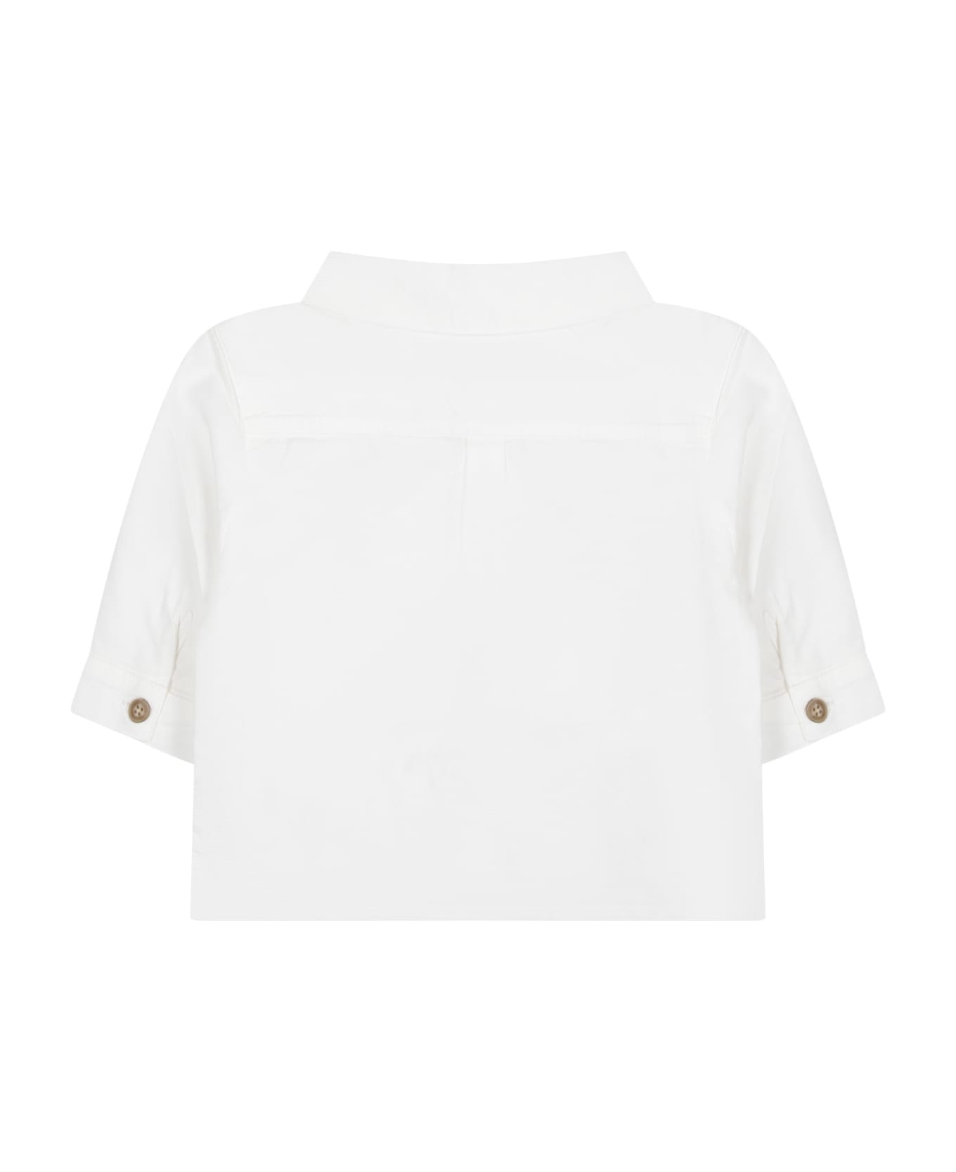 Petit Bateau White Shirt For Baby Boy With Logo - White