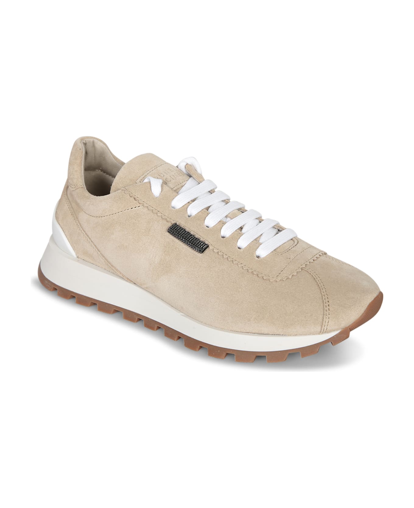 Brunello Cucinelli Monile Beige Suede Sneakers - Beige