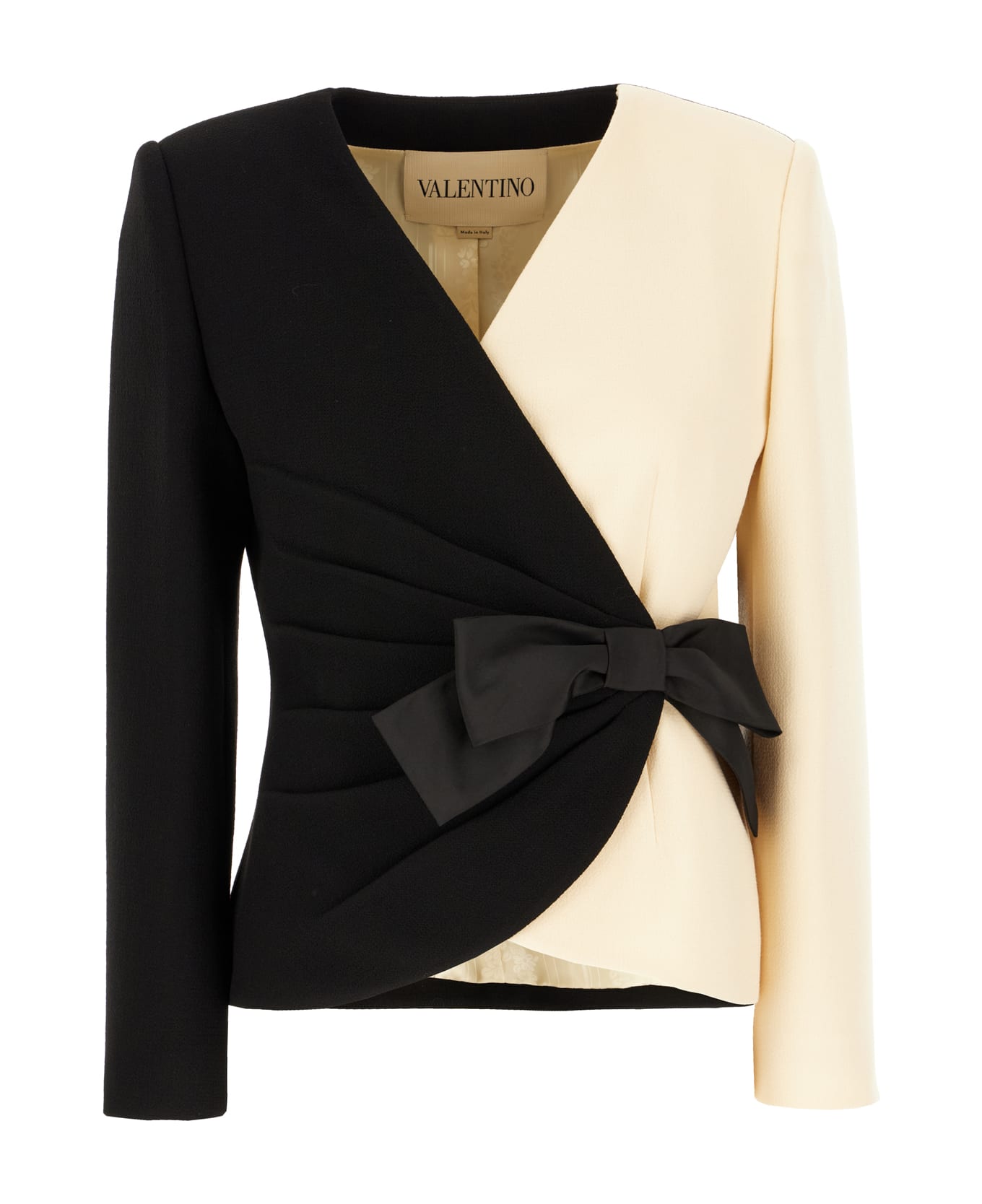 Valentino Two-tone Wool Blazer - BLACK