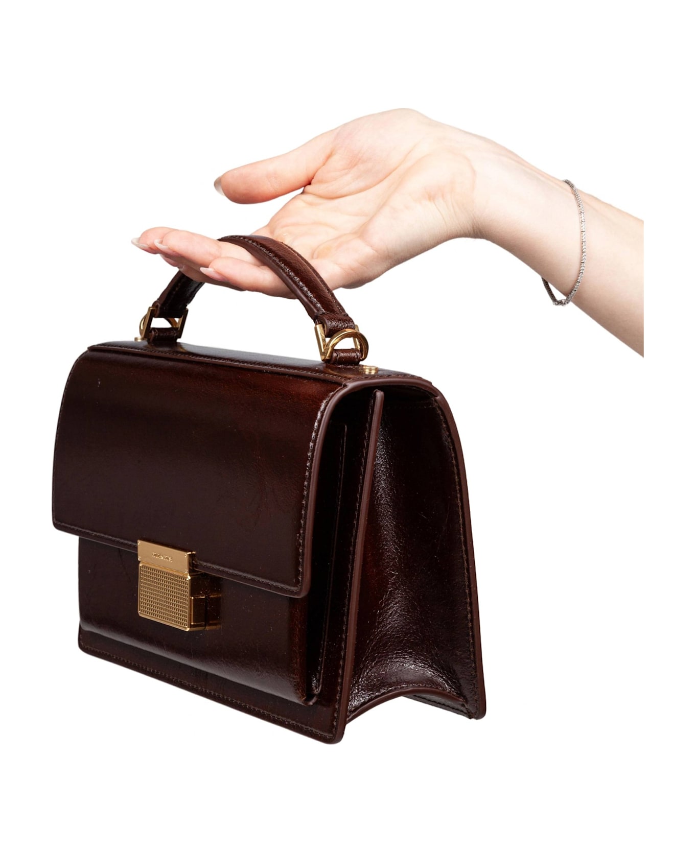 Golden Goose Venezia Leather Handbag Dark Brown Color - DARK BROWN