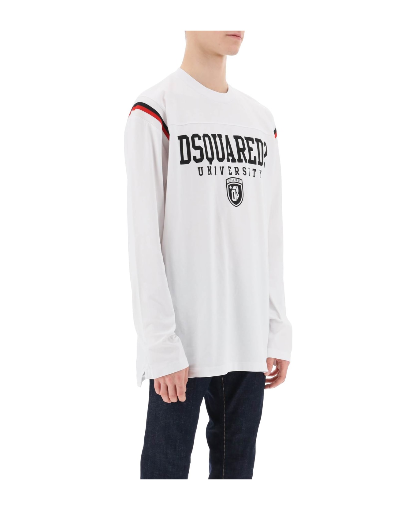 Dsquared2 Long-sleeved Varsity T-shirt - WHITE (White) フリース