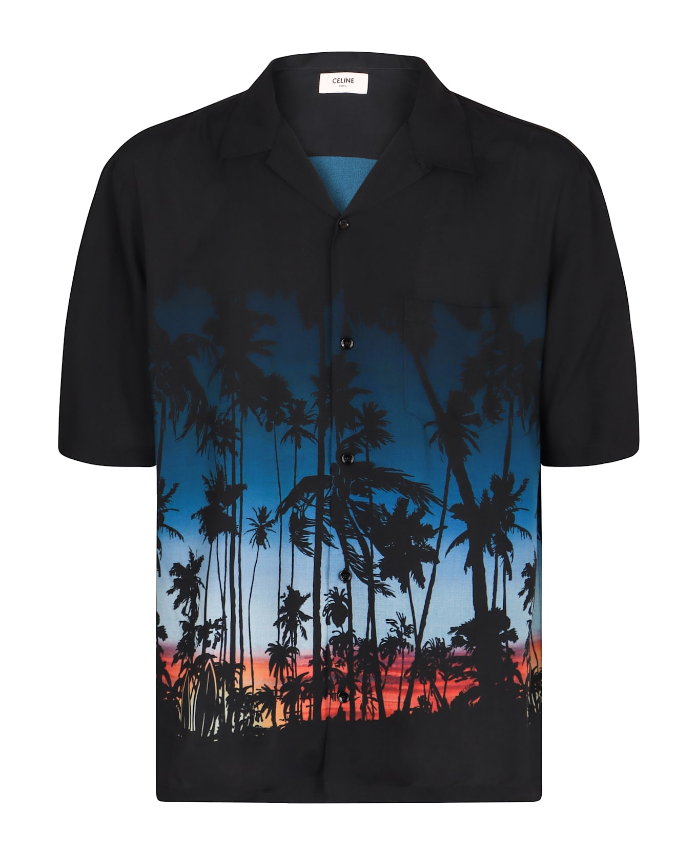 Celine Hawaiana Printed Viscose Shirt - black